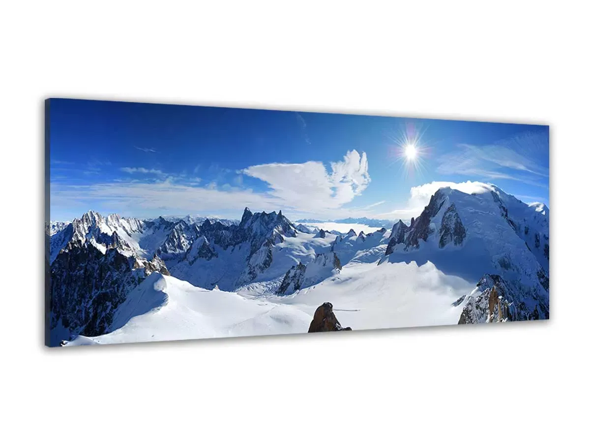 Tableau panorama du mont blanc imprimé sur toile 80x30 cm