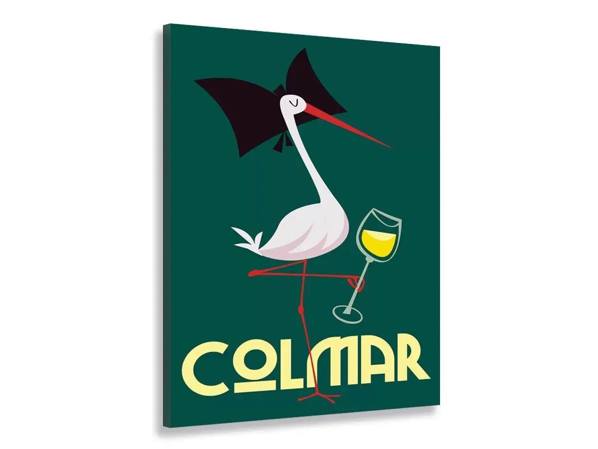 Tableau cigogne de Colmar imprimé sur toile 60x90 cm