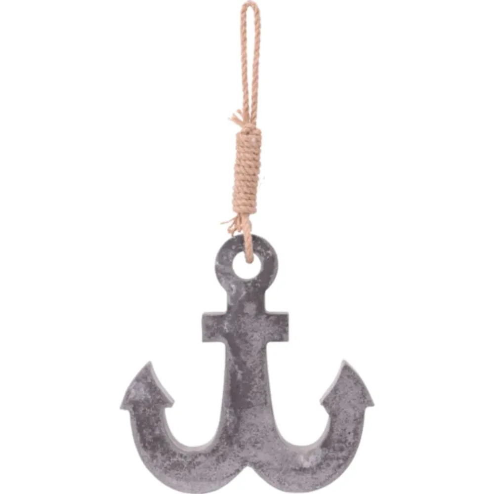 Décoration murale ancre avec corde - 21x3x21cm