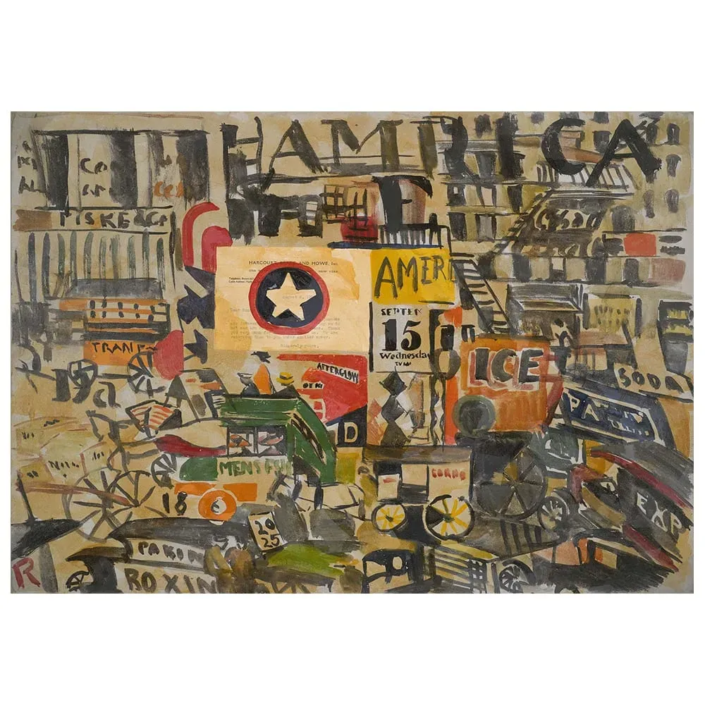 Tableau - Scène de Rue à New York - Joaquín Torres-García 50x70cm
