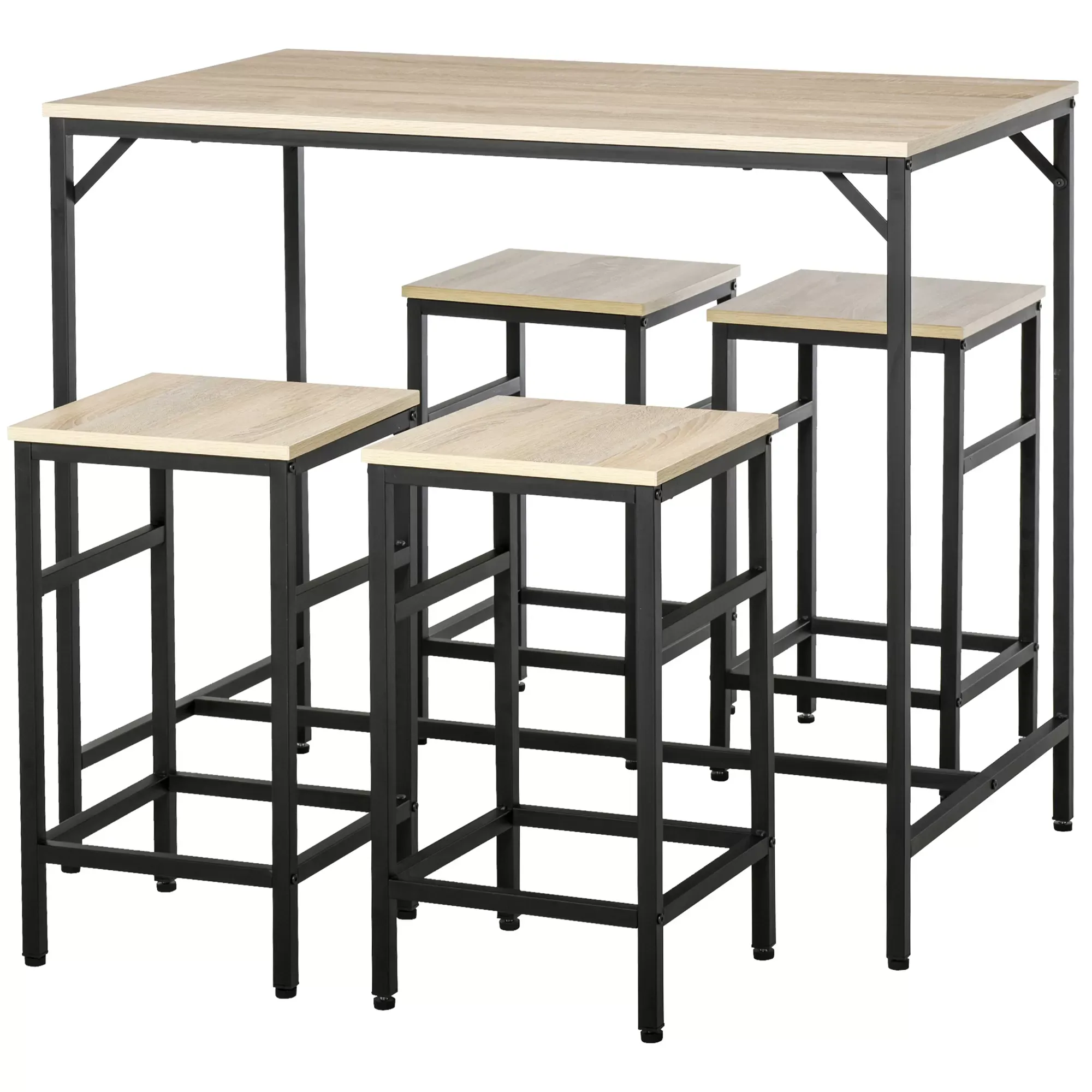Ensemble table de bar design industriel + 4 tabourets