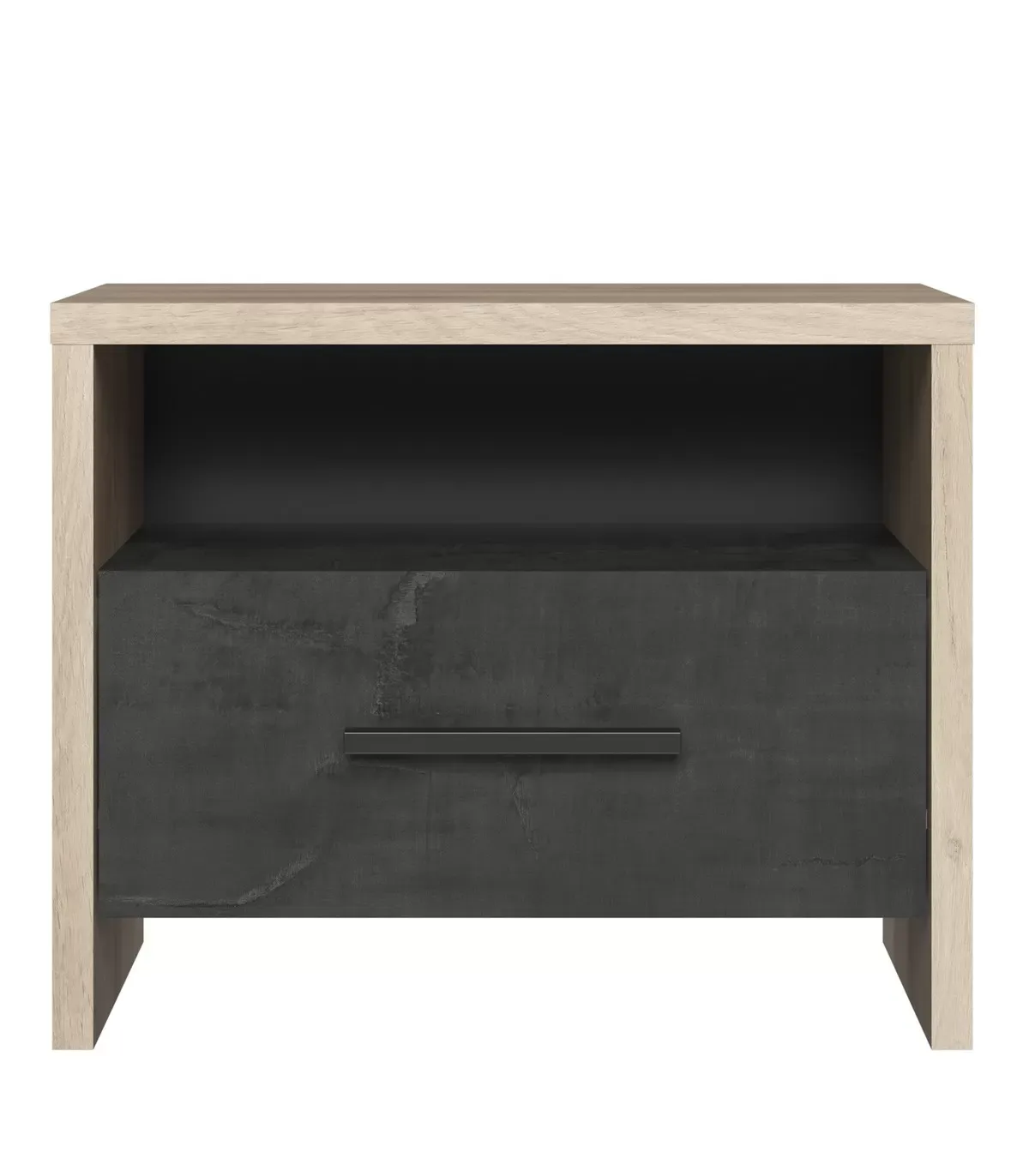 Chevet 1 Tiroir et 1 Niche L49.6 cm  - Décor chêne et noir