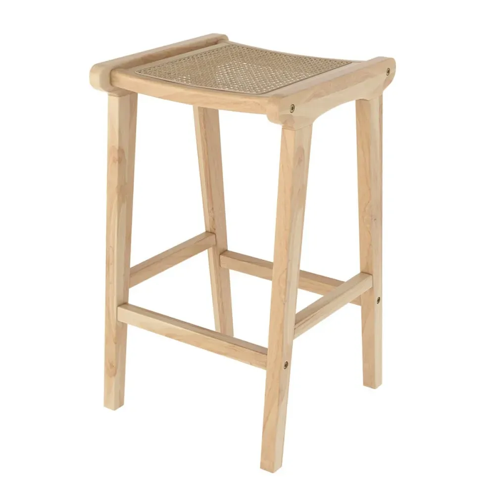 Tabouret pour îlot central 65 cm en teck et rotin naturel