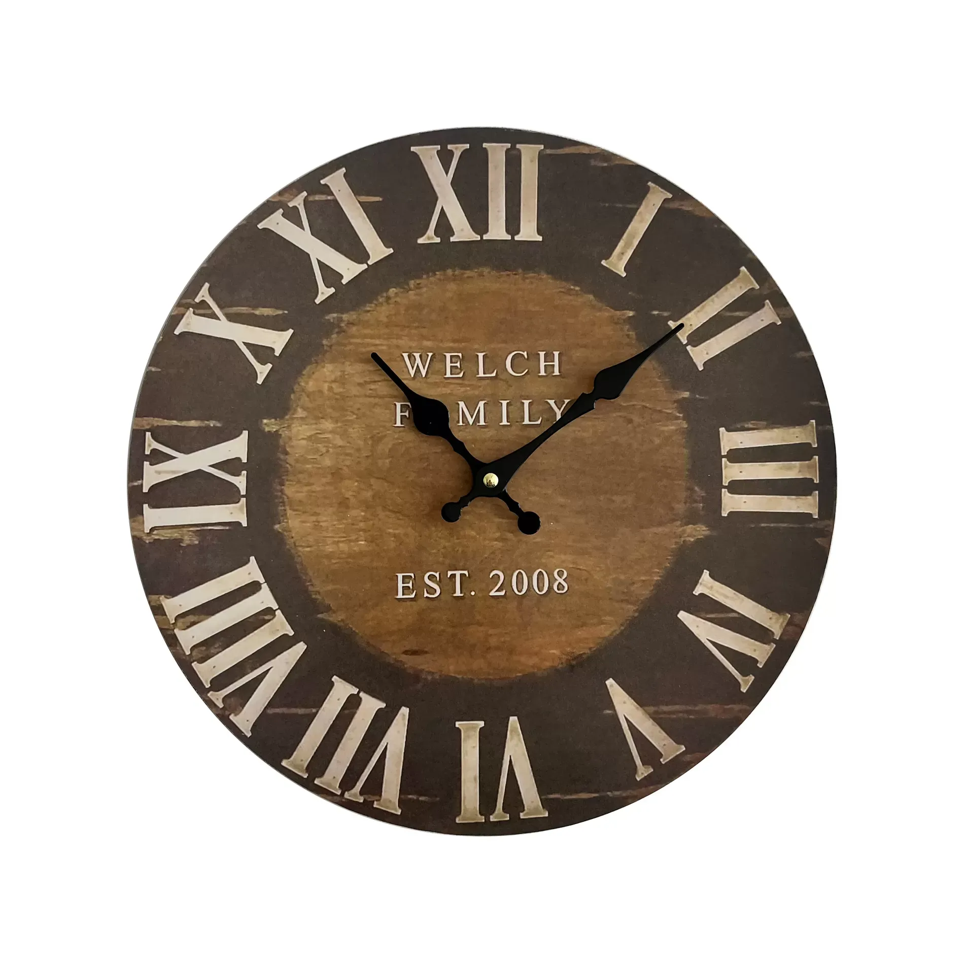 Horloge murale effet bois marron et blanc ø 33,8 cm