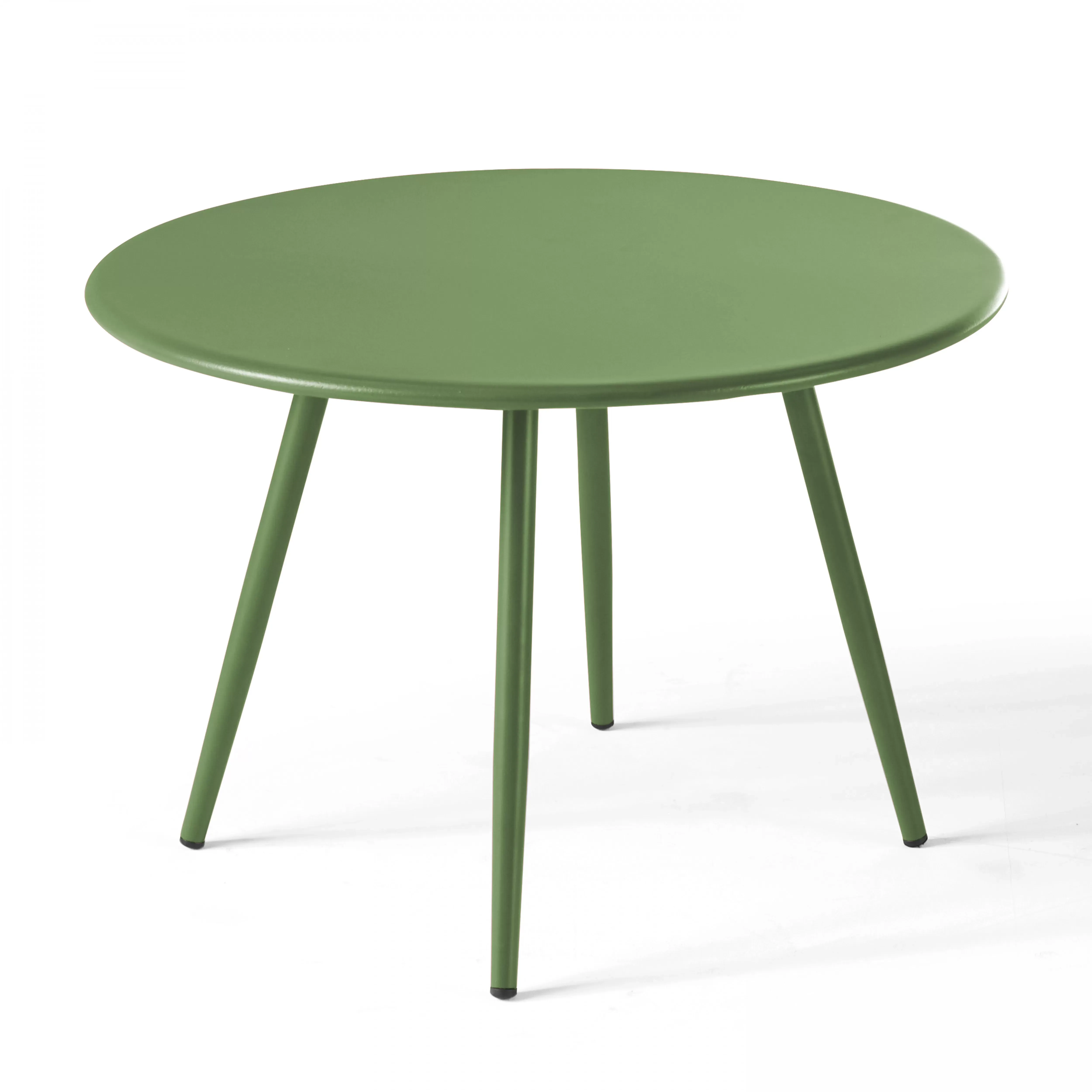 Table basse ronde en métal vert cactus