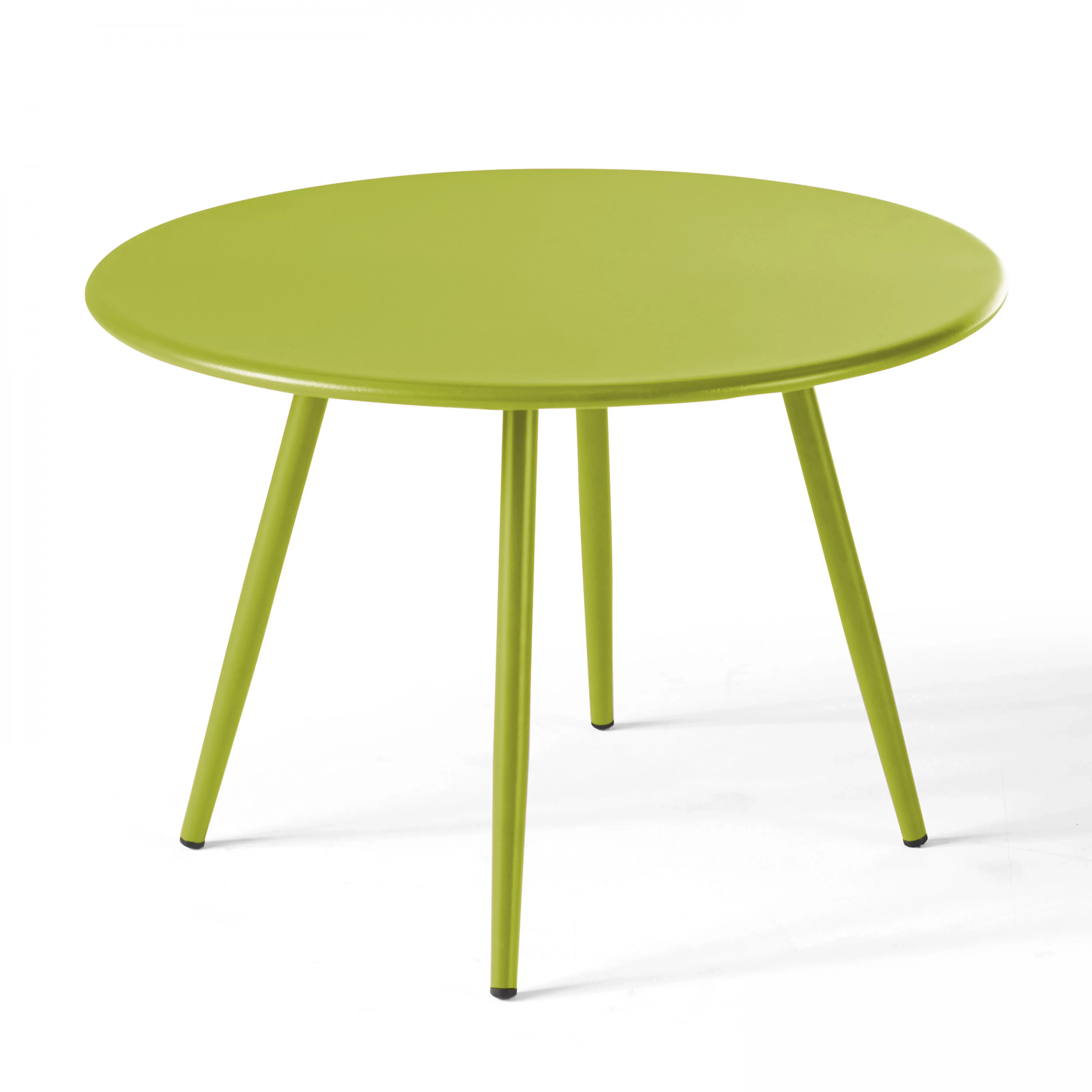 Table basse ronde en métal vert