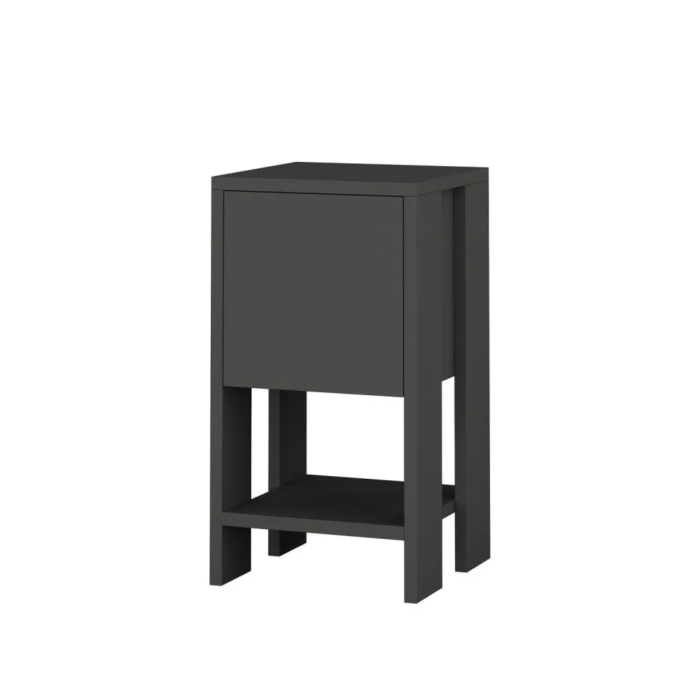 Table de chevet 1 porte design industriel gris foncé