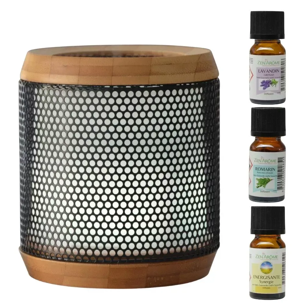 Diffuseur d'Arôme Métal et Bambou et 3 Huiles Spéciales Sport - H14