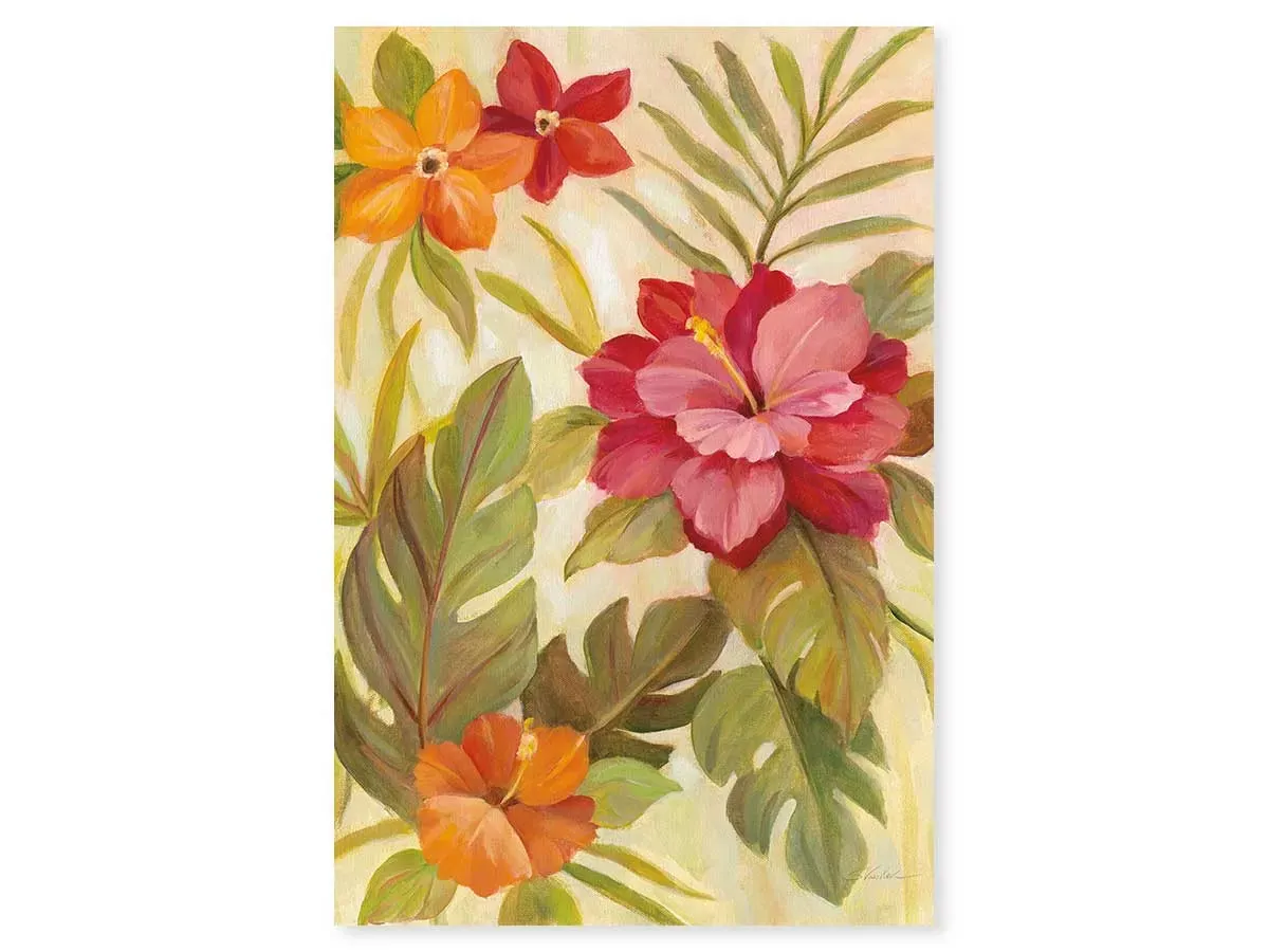 Tableau fleurs corail imprimé sur toile 60x90 cm