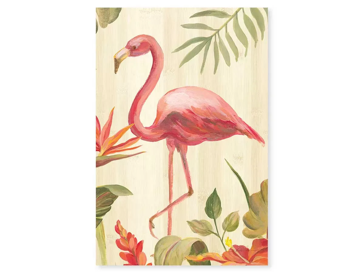 Tableau flamant rose tropical imprimé sur toile 60x90 cm