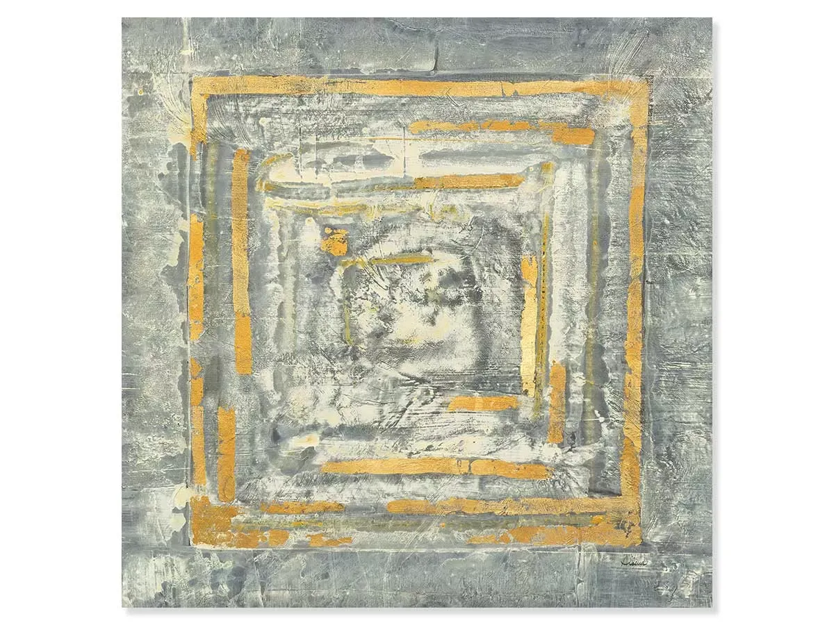 Tableau abstrait d'or et de blanc imprimé sur toile 50x50 cm