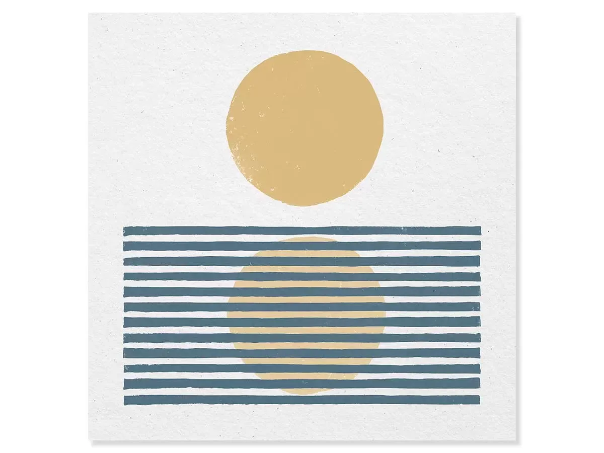 Tableau rayures bleues d'été imprimé sur toile 50x50 cm