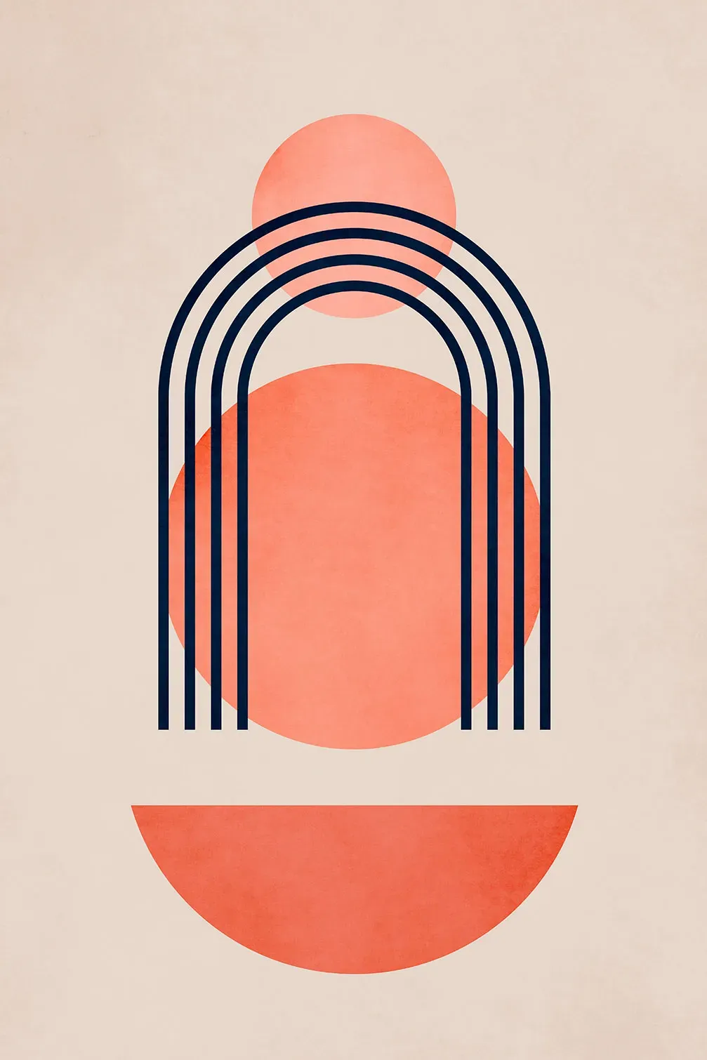 Tableau dessin Bauhaus abstrait imprimé sur toile 60x90 cm