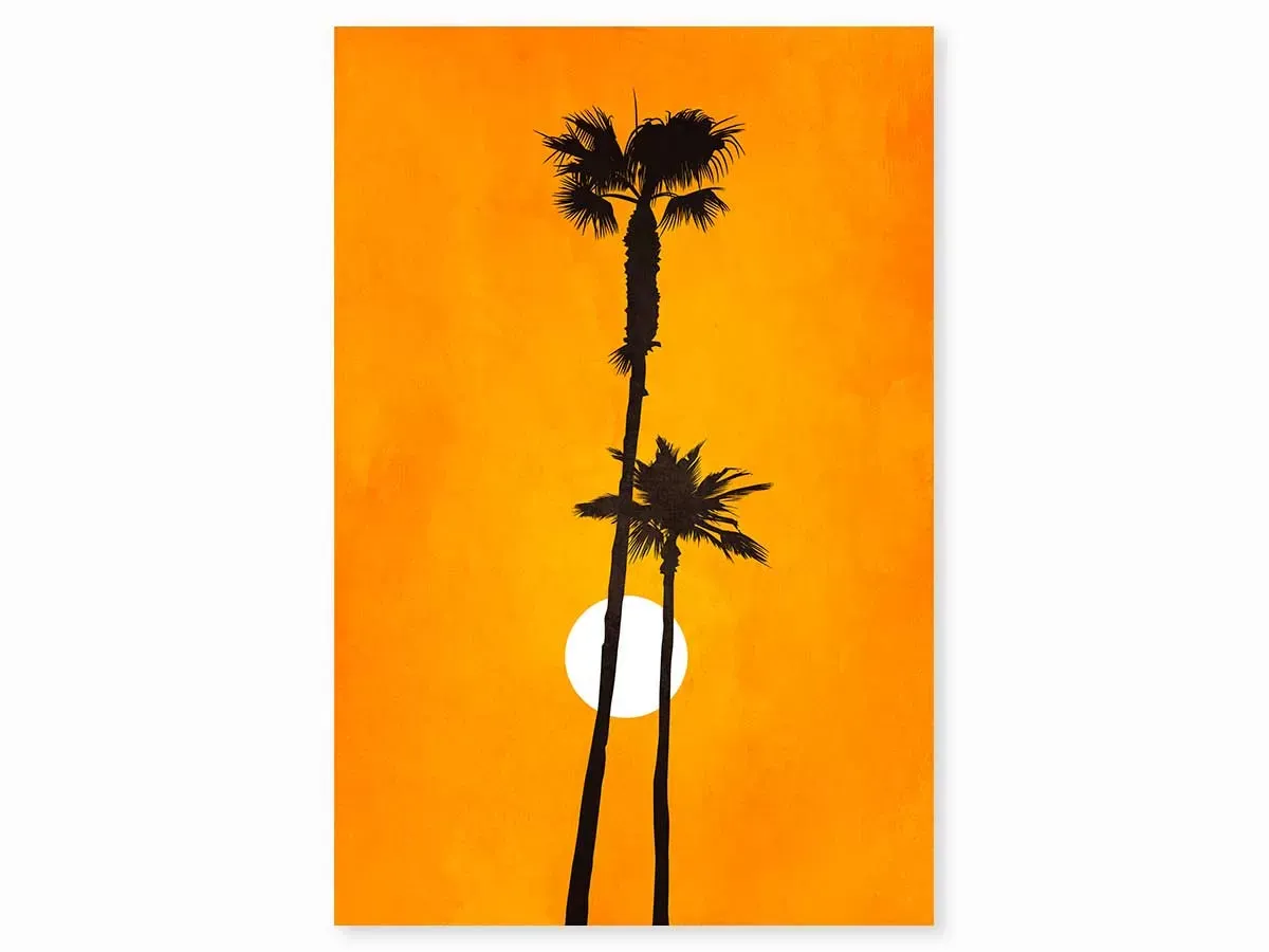 Tableau scandinave Sunset palm imprimé sur toile 30x45 cm