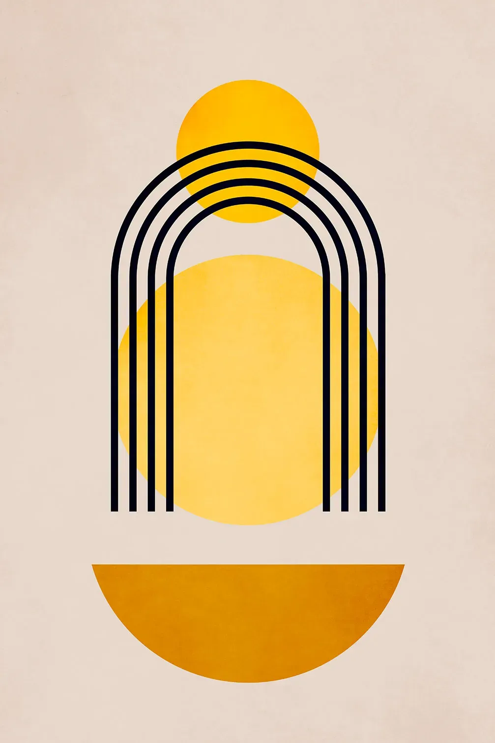 Tableau dessin abstrait Bauhaus n°5 imprimé sur toile 60x90 cm