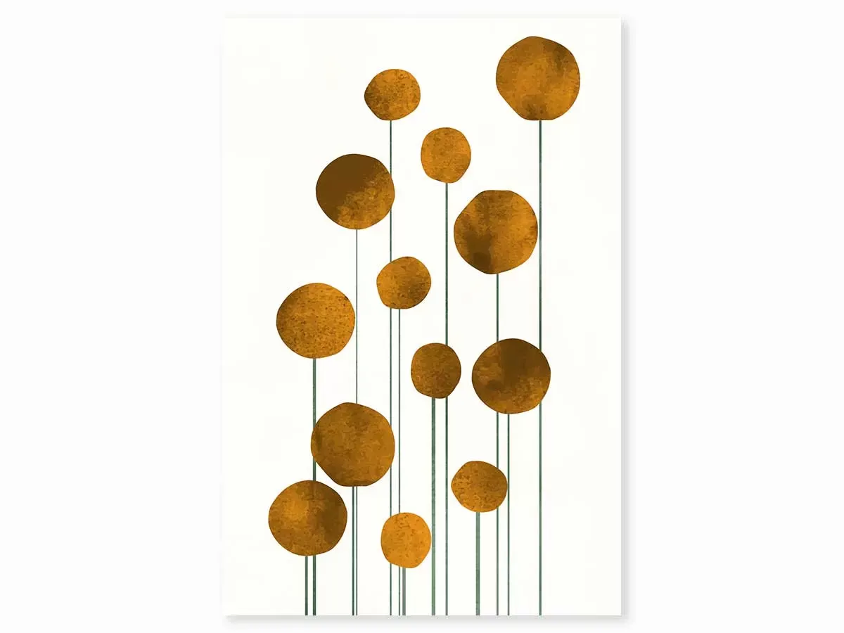 Tableau fleurs d'eau dorées imprimé sur toile 40x60 cm