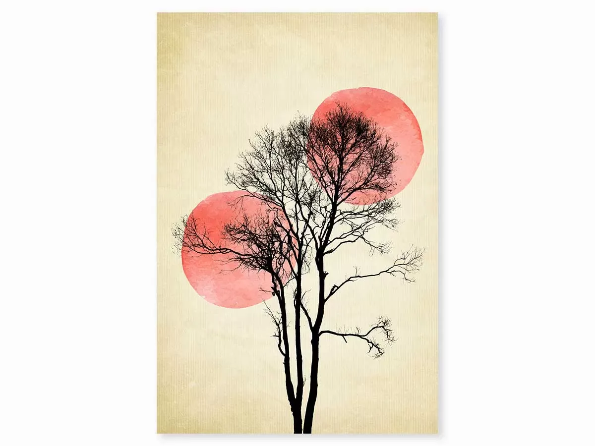 Tableau abstrait lune et soleil d'hiver imprimé sur toile 30x45 cm