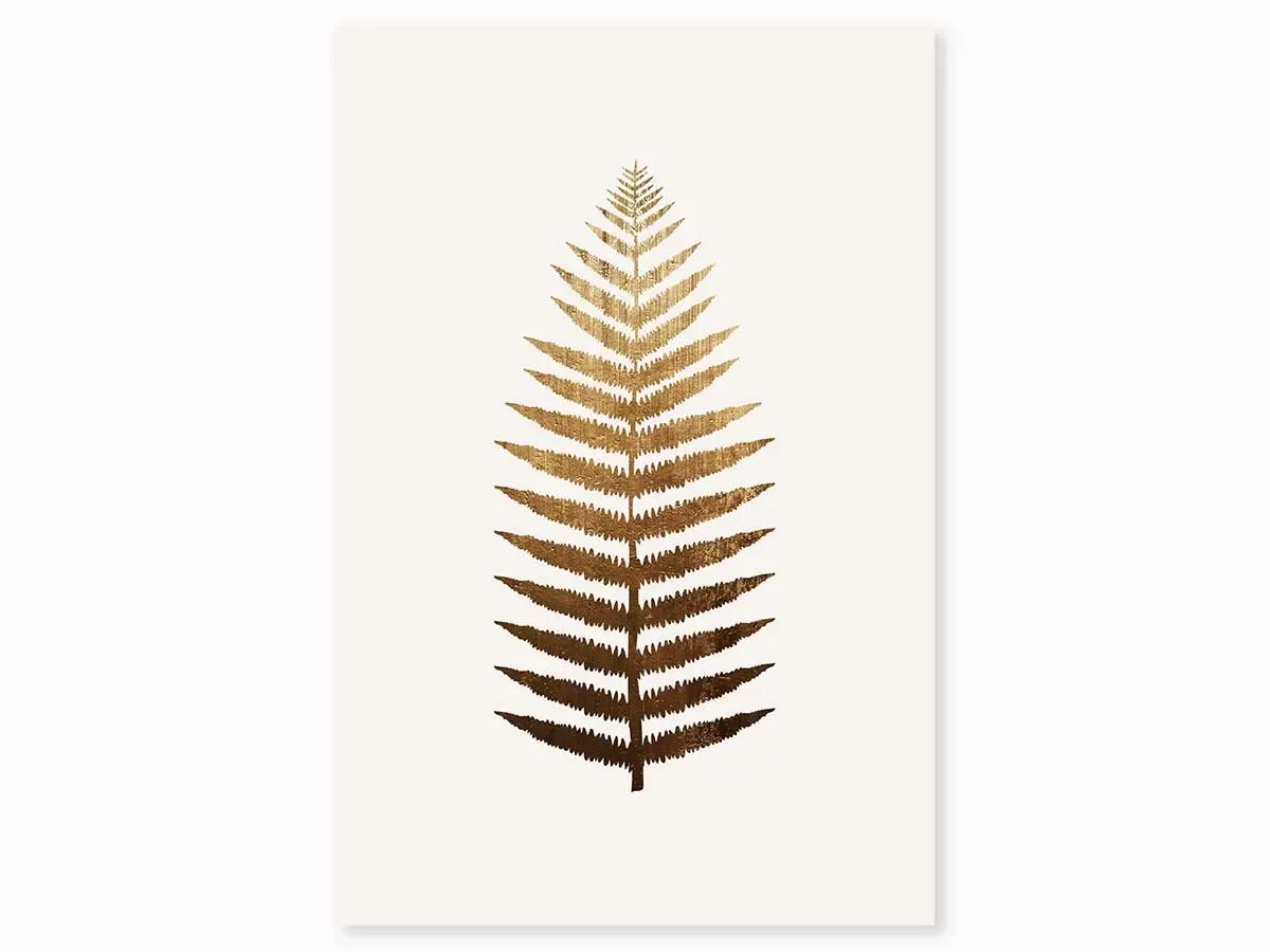 Tableau fleurs fougere d'or imprimé sur toile 30x45 cm