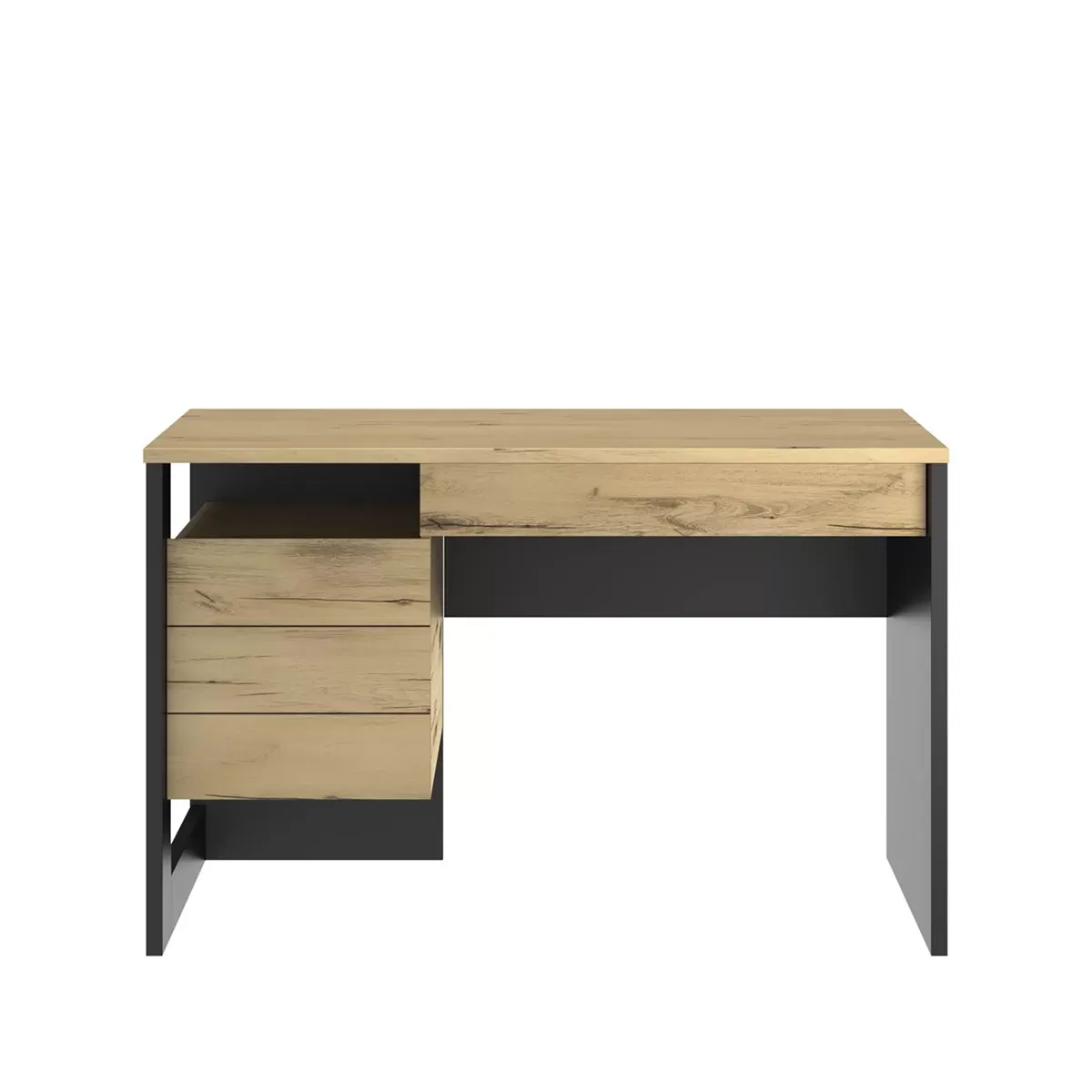 Bureau 1 tiroir 1 porte effet bois et noir