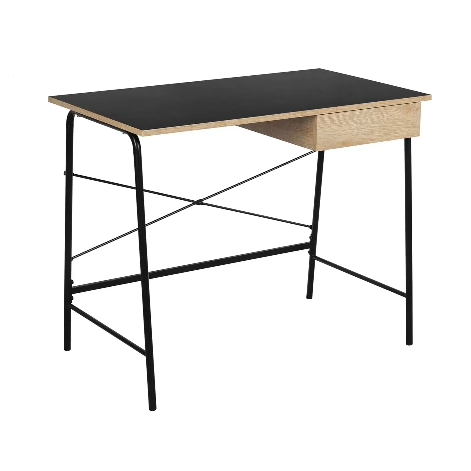 Bureau industriel en bois noir