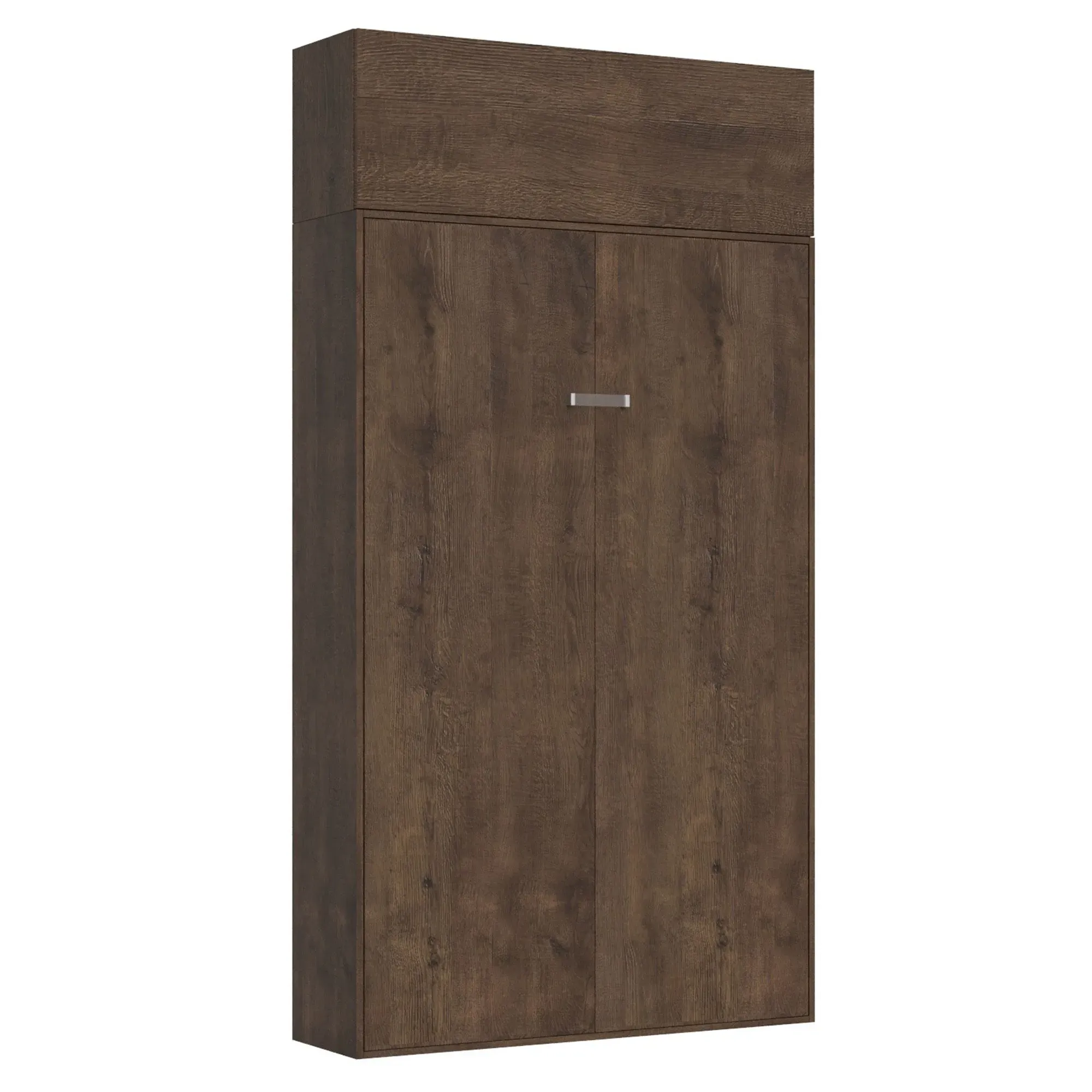 Lit escamotable vertical 140 av.èlèment haut effet bois noyer