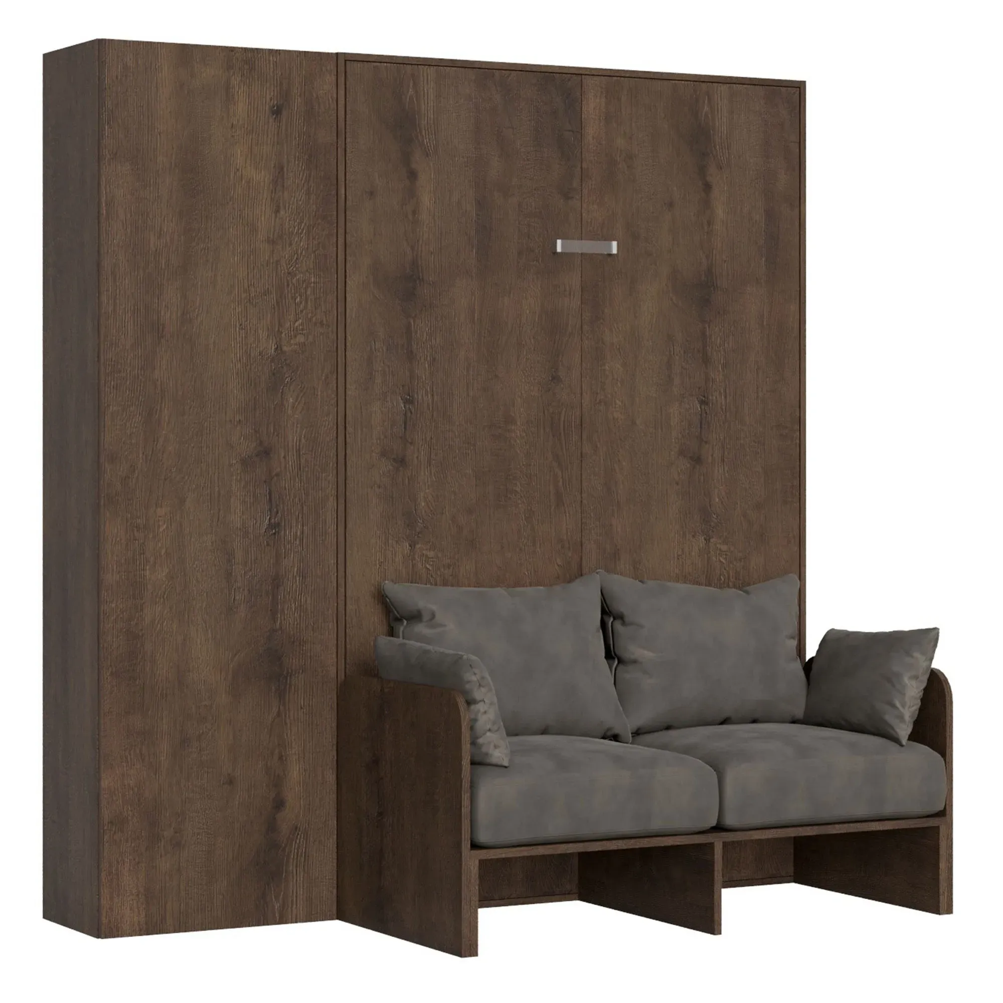 Lit escamotable vertical 140 av.colonne effet bois noyer