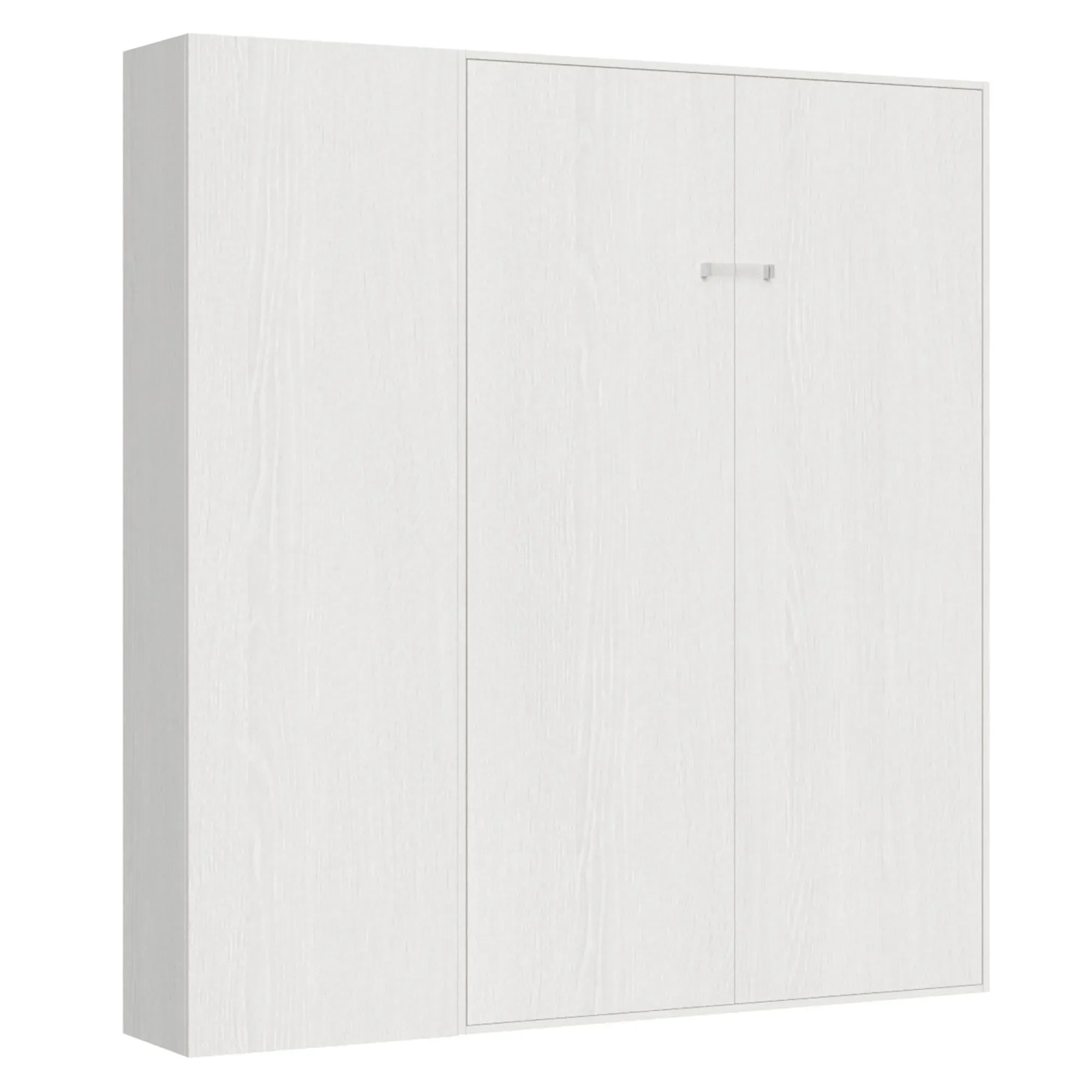 Armoire lit escamotable vertical 140 avec colonne Frêne Blanc