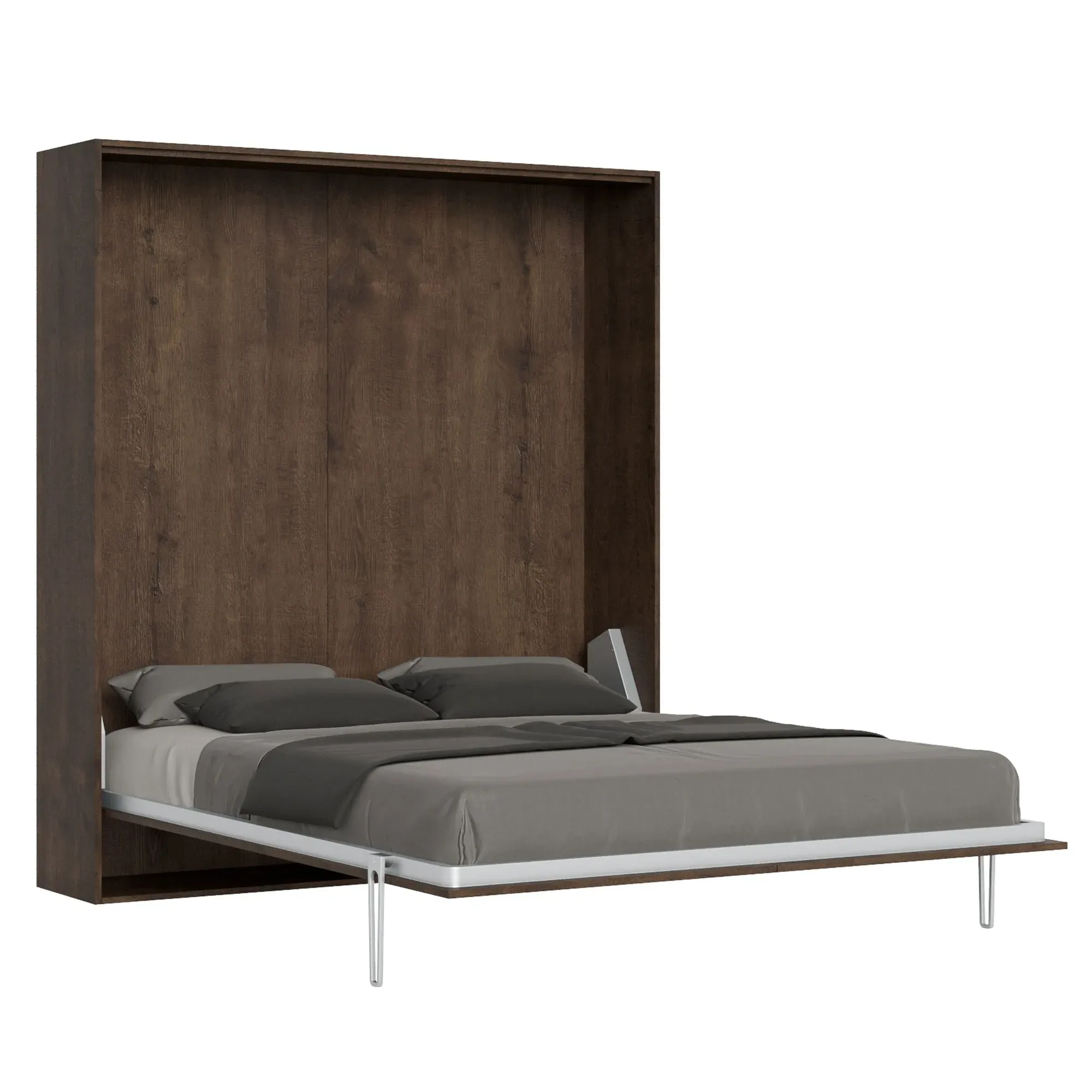 Lit escamotable vertical 160 effet bois noyer