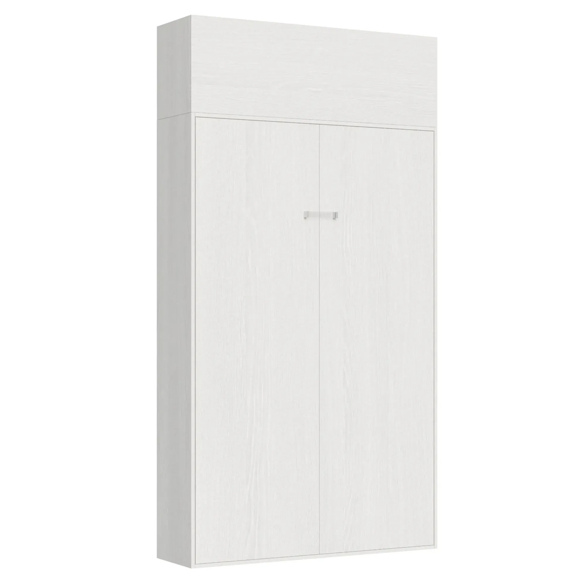 Lit escamotable vertical 140 frêne blanc+meuble haut