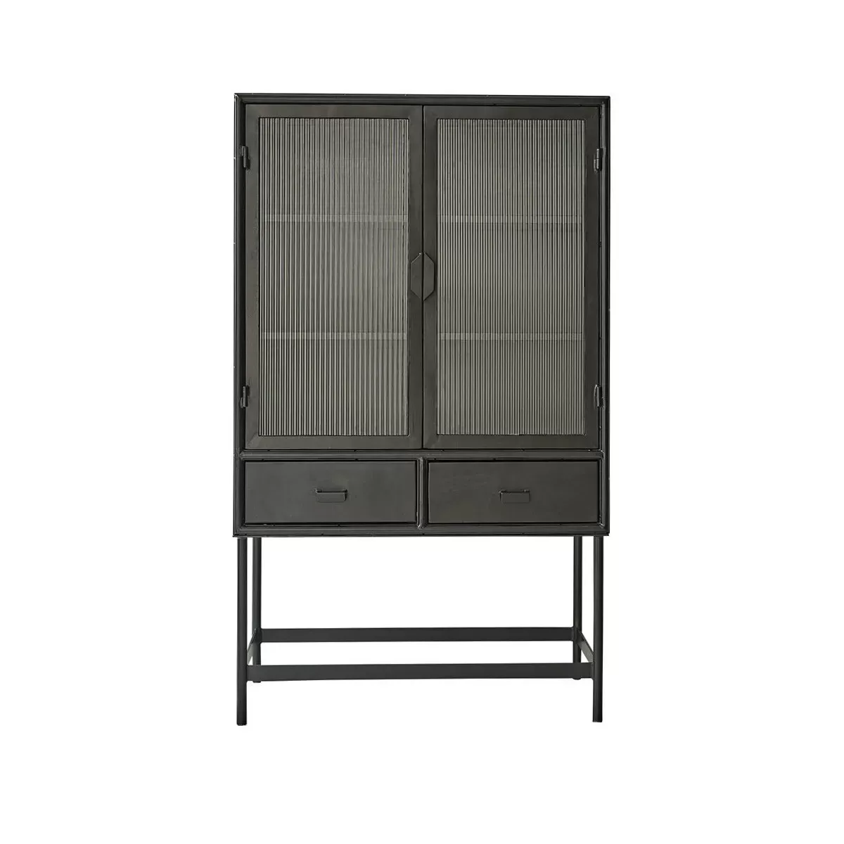 Vaisselier en métal et verre ondulé