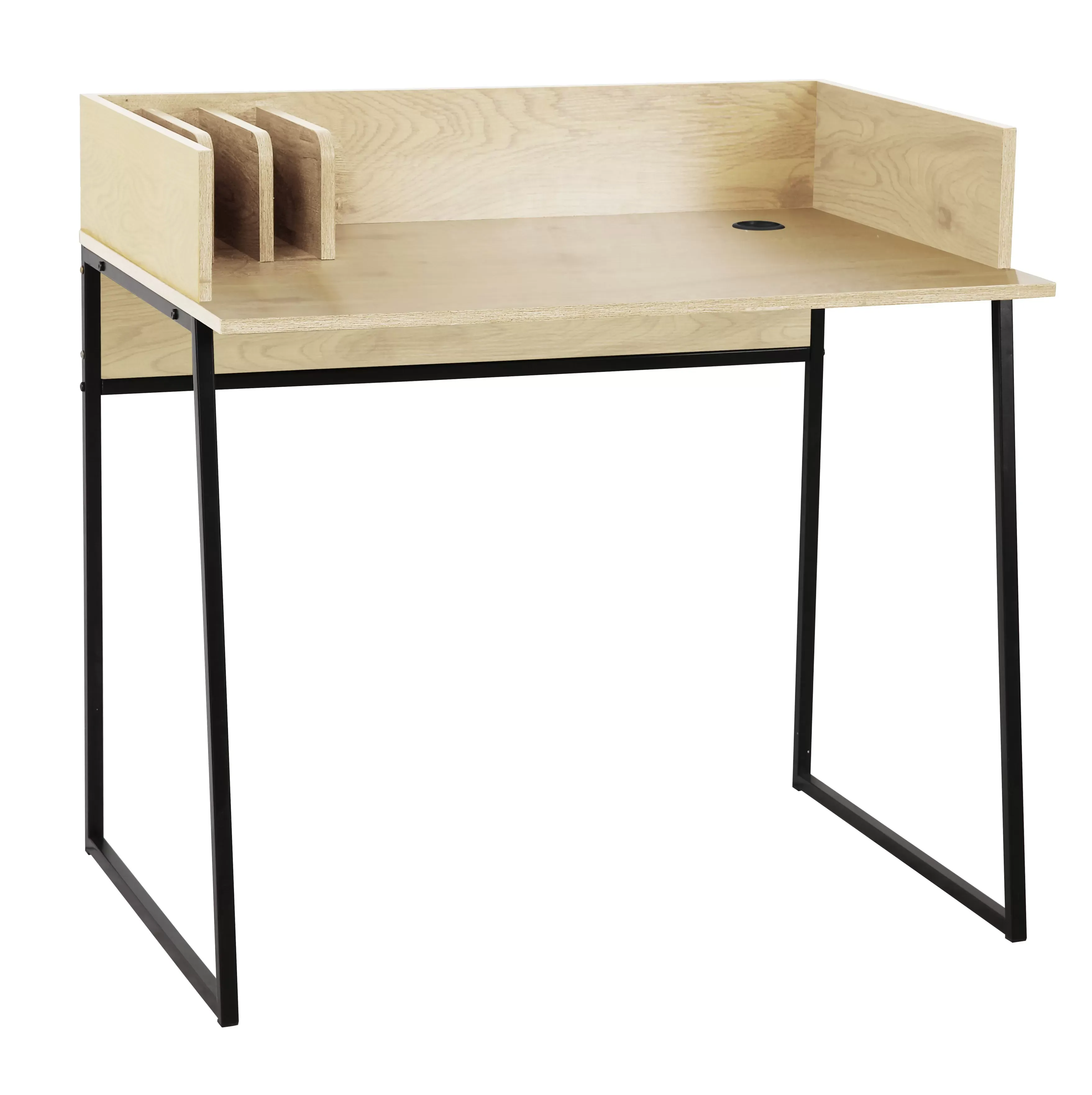 Bureau en métal et bois crème