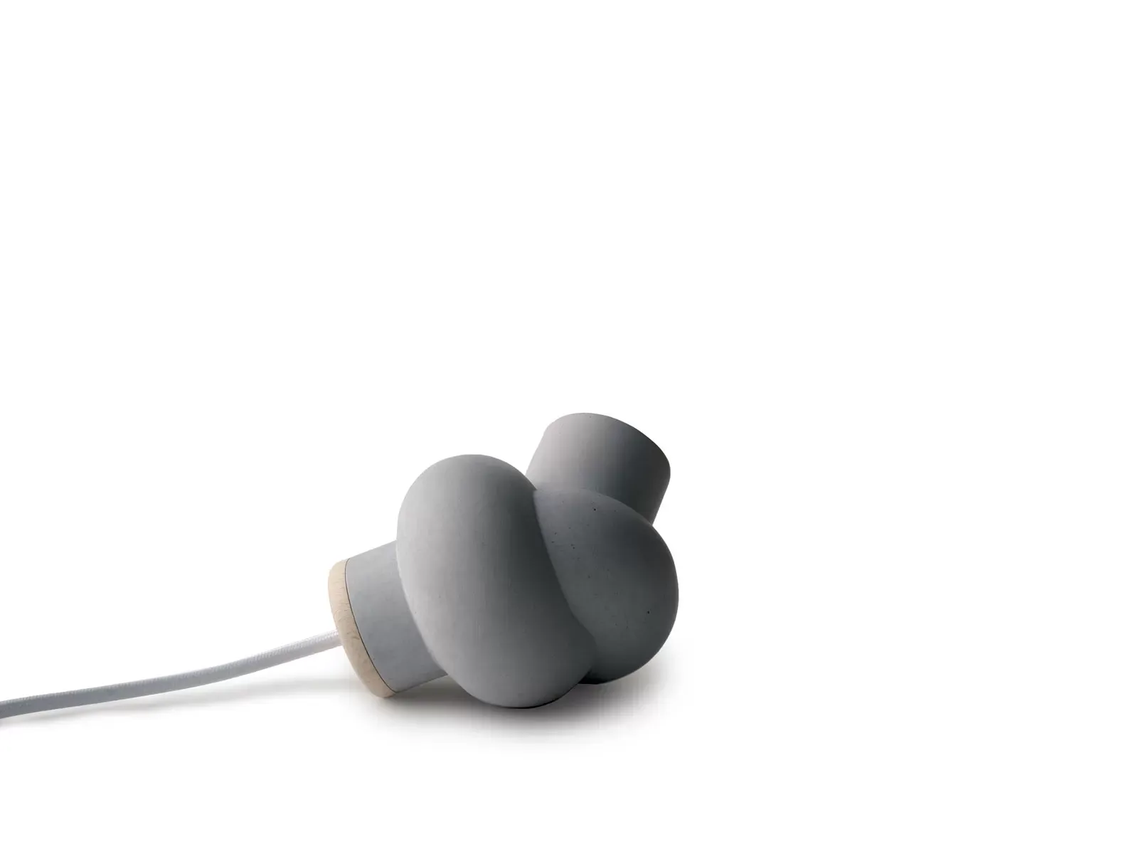 Lampe à poser en béton et bois cordon blanc