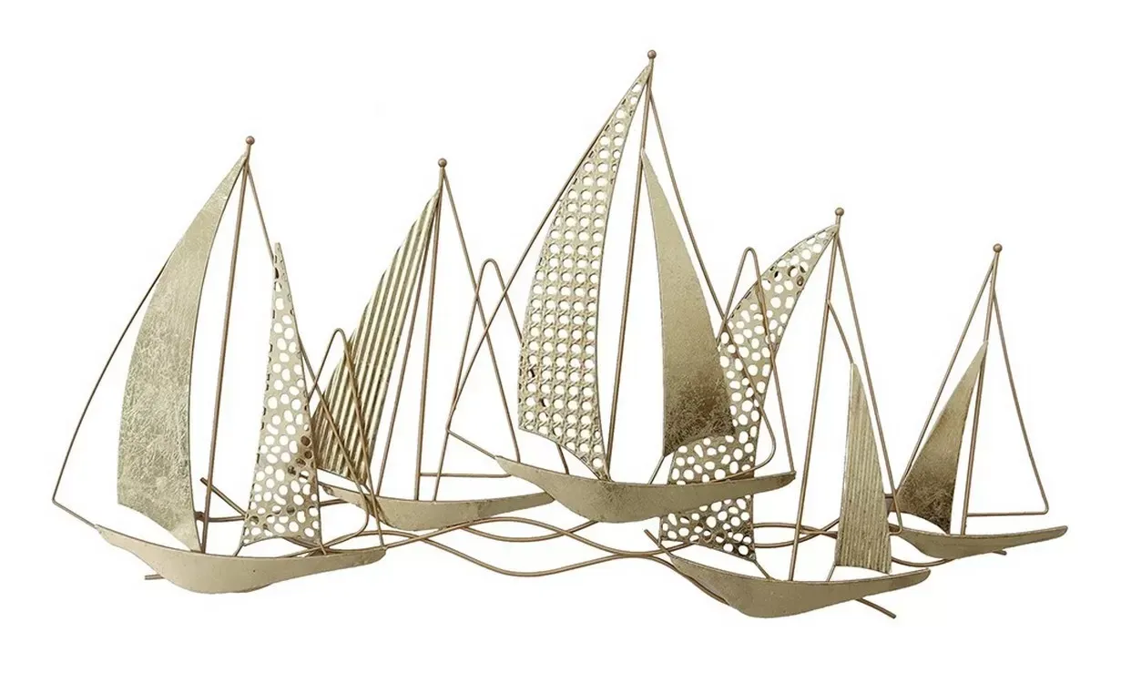 Décoration murale en métal golden sailboat 92x50x4