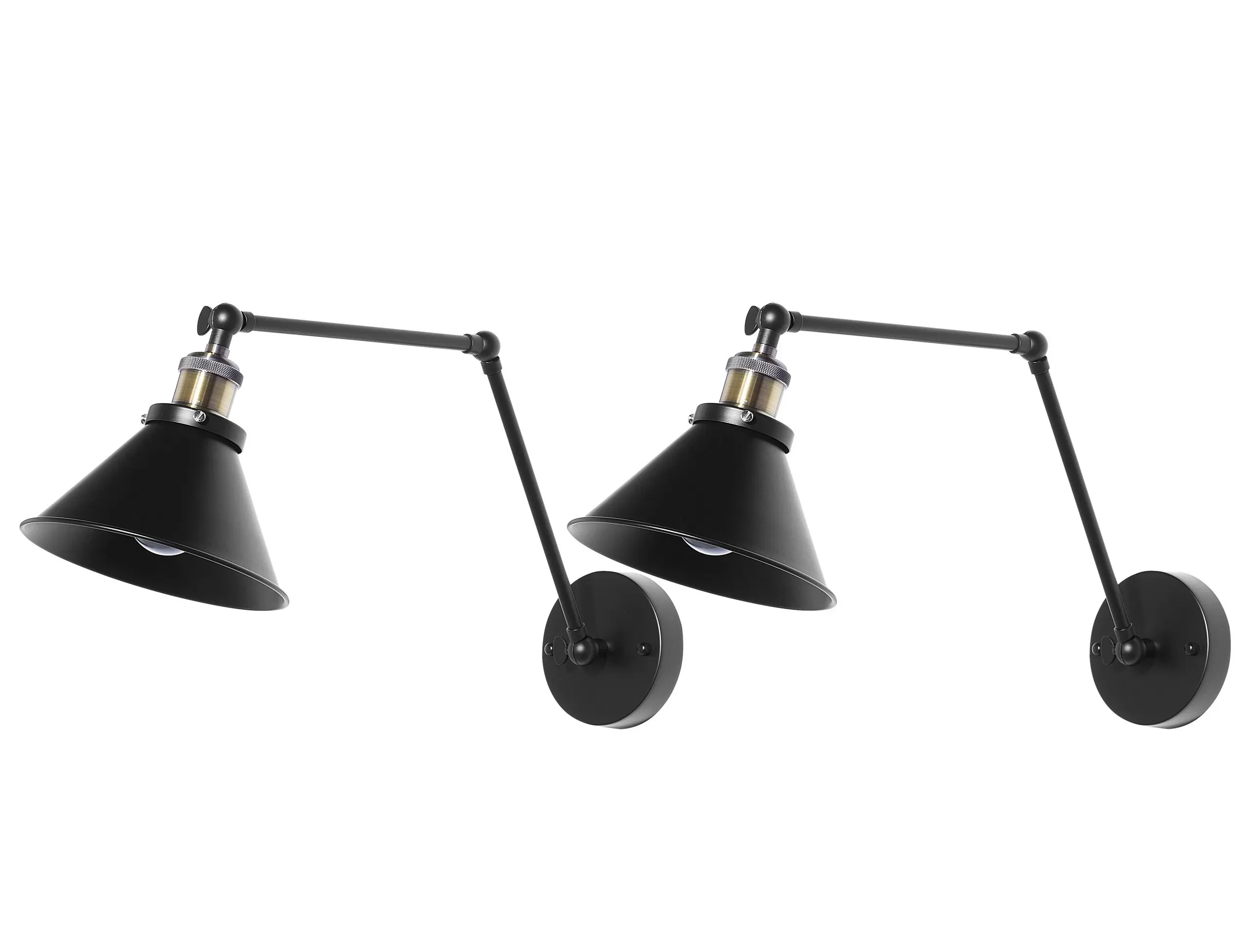 Lot de 2 lampes murales réglable métal noir