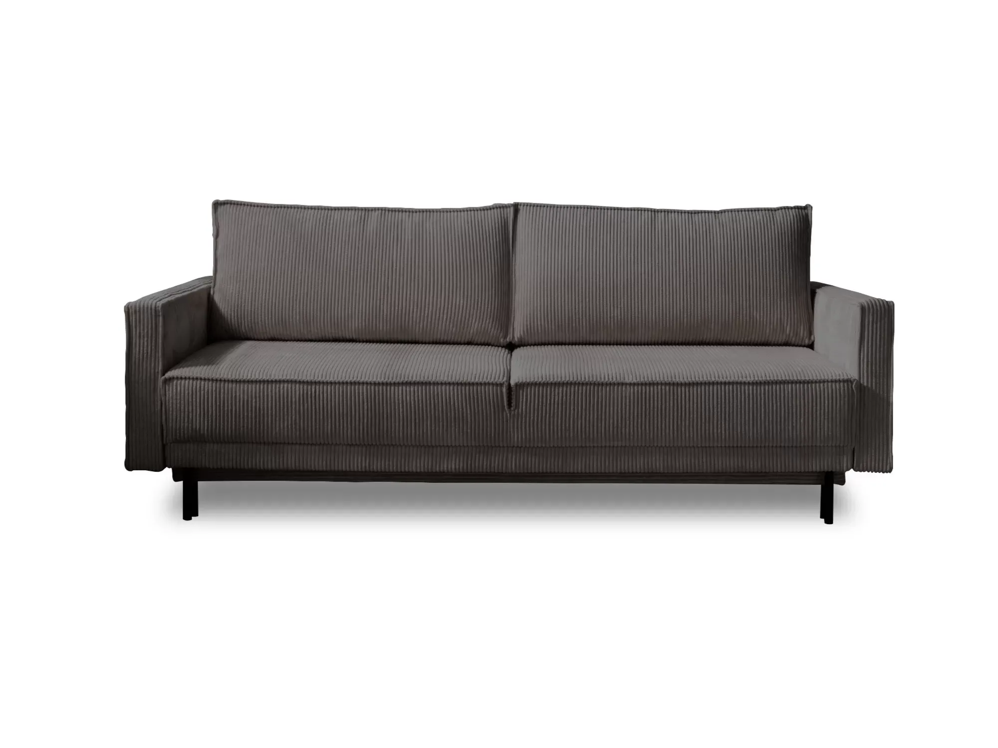 Canapé droit convertible 3 places en velours côtelé gris foncé