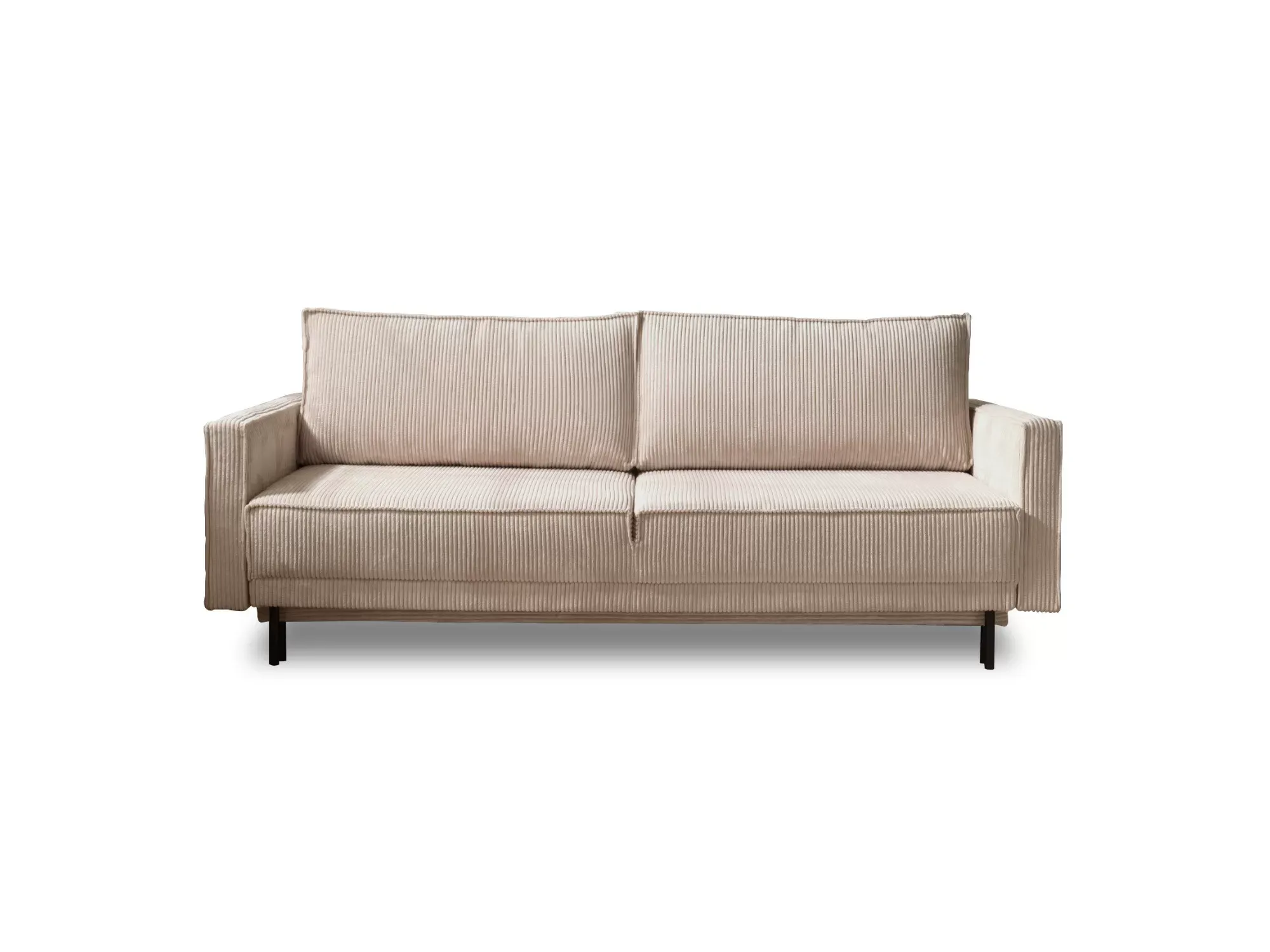 Canapé droit convertible 3 places en velours côtelé beige