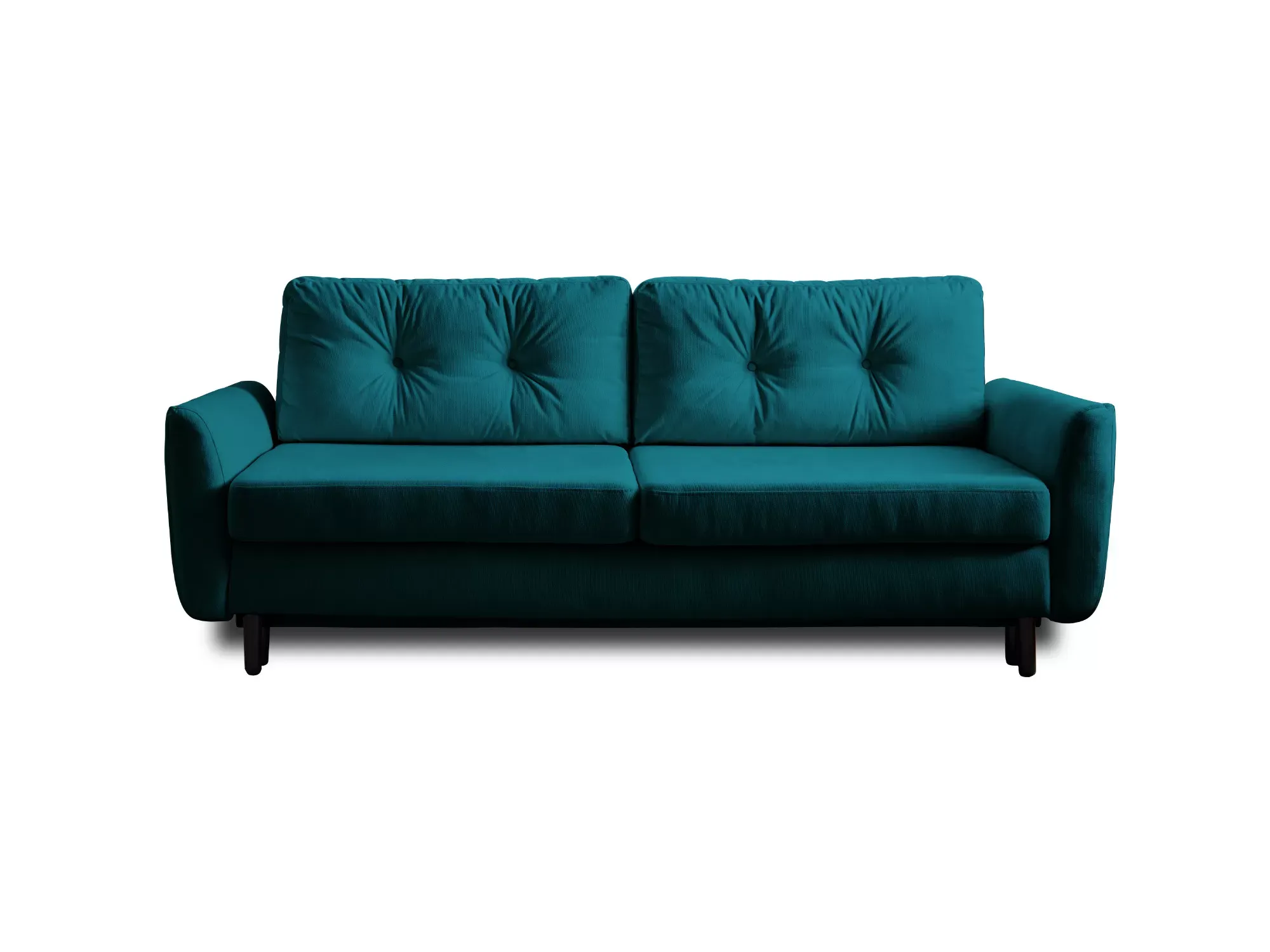 Canapé droit convertible 3 places en velours bleu canard