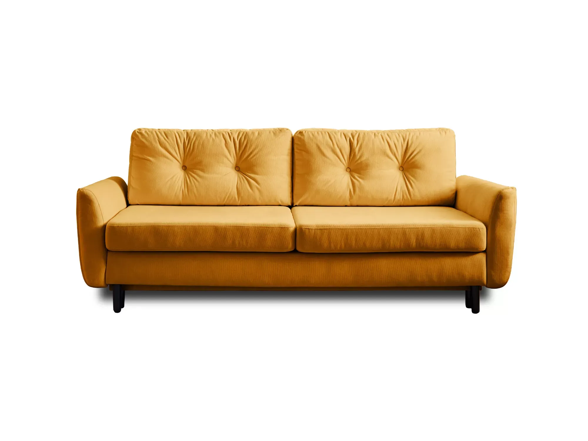 Canapé droit convertible 3 places en velours jaune