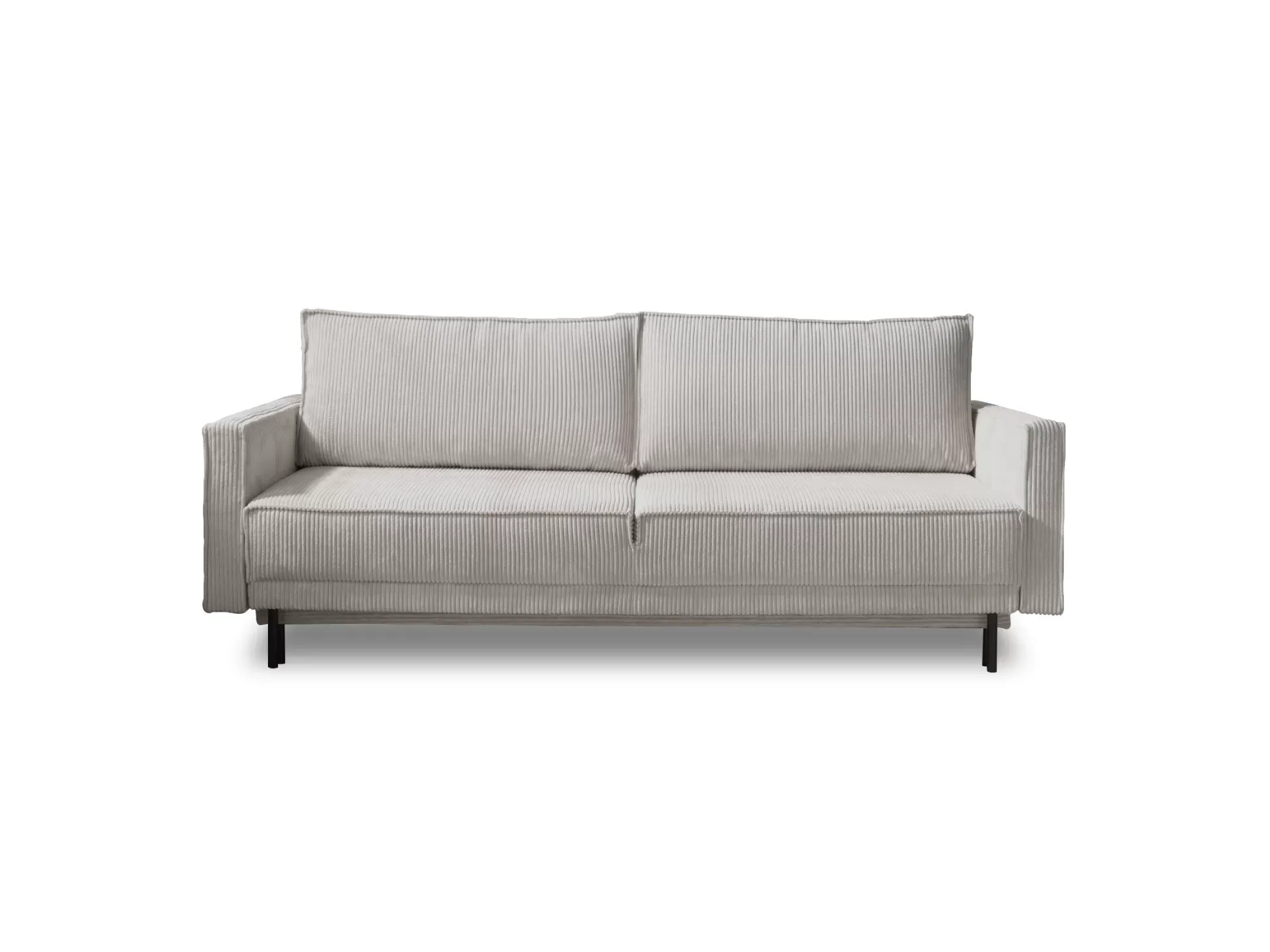 Canapé droit convertible 3 places en velours côtelé gris clair