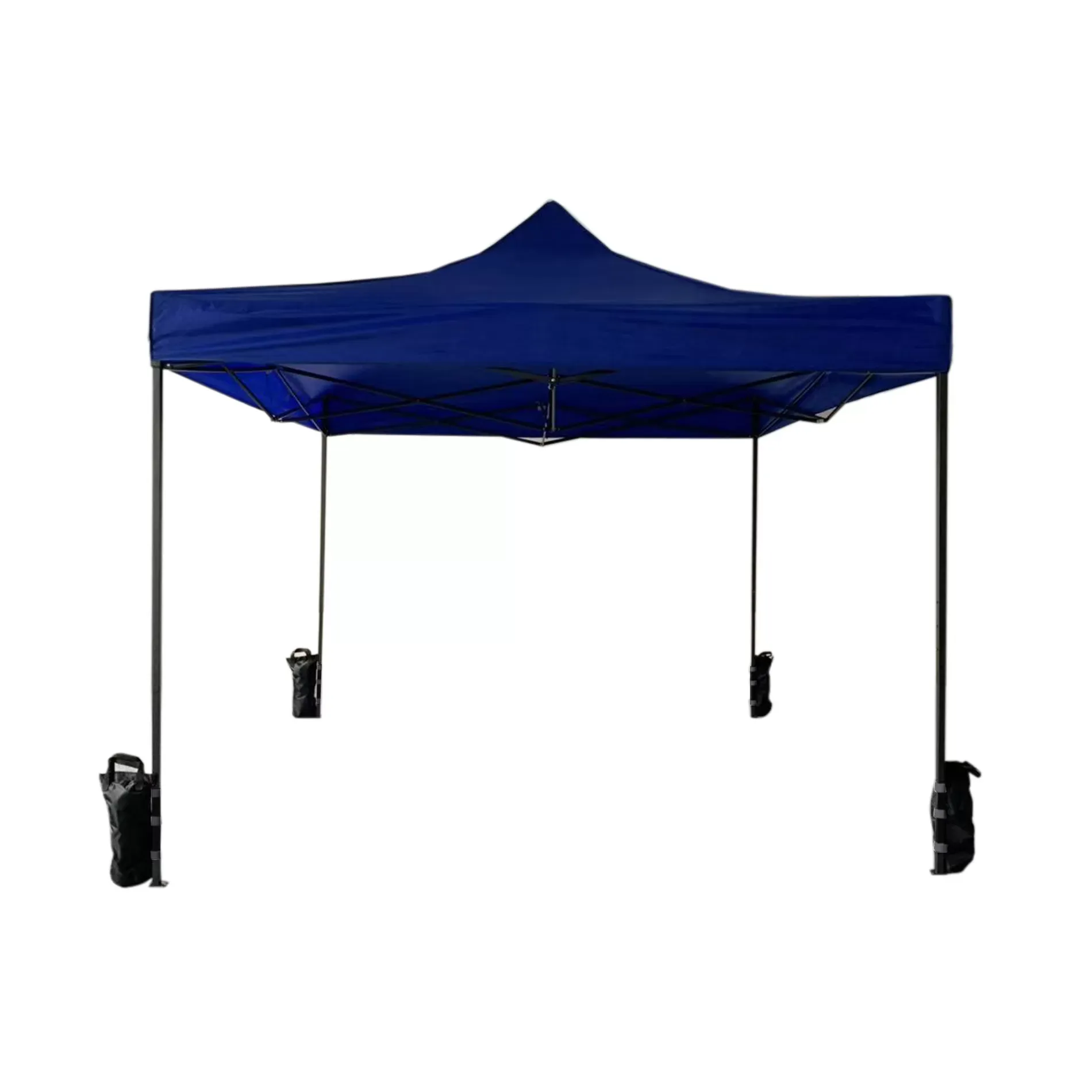 Tonnelle pliable 3x3 m avec 4 poids en métal et polyester bleu