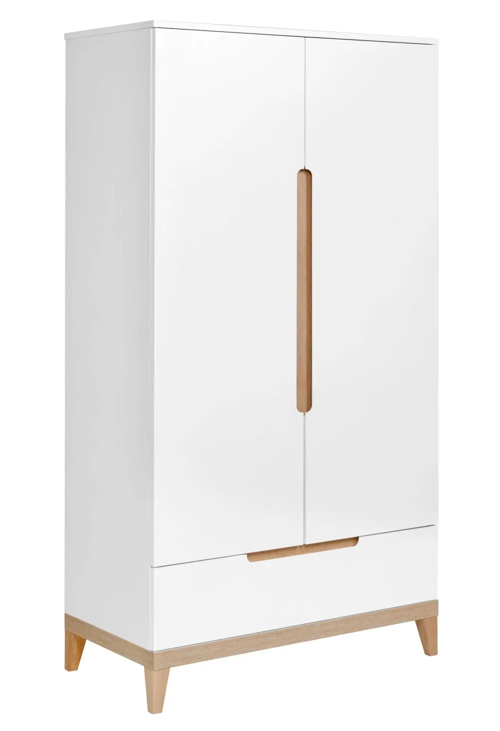 Armoire 2 portes avec tiroir effet bois Blanc