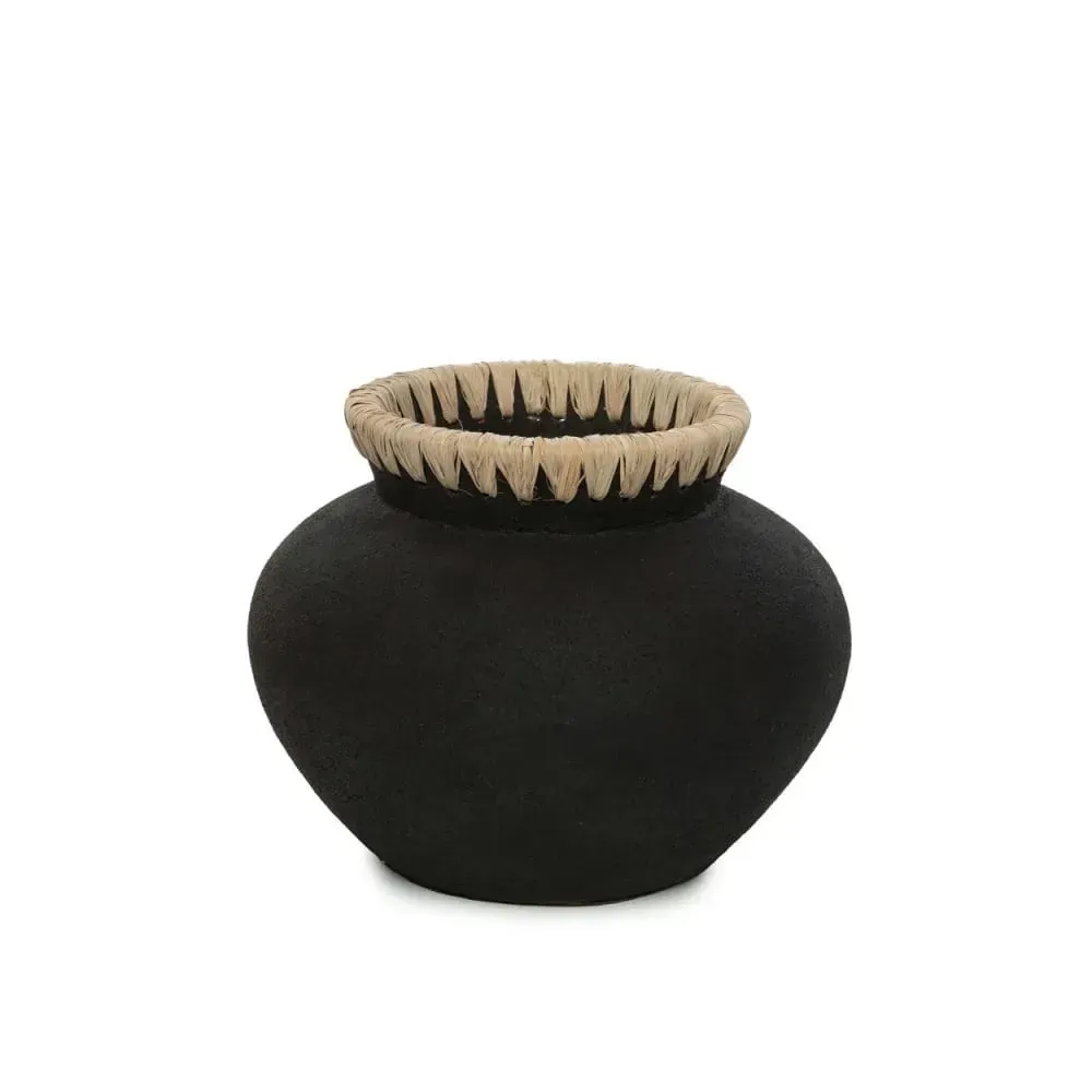 Vase en terre cuite noir naturel h19