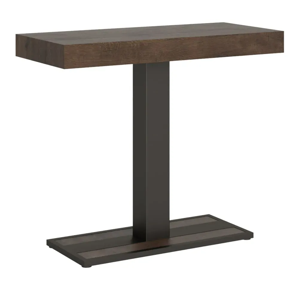 Console extensible effet bois noyer 90x40/300 cm