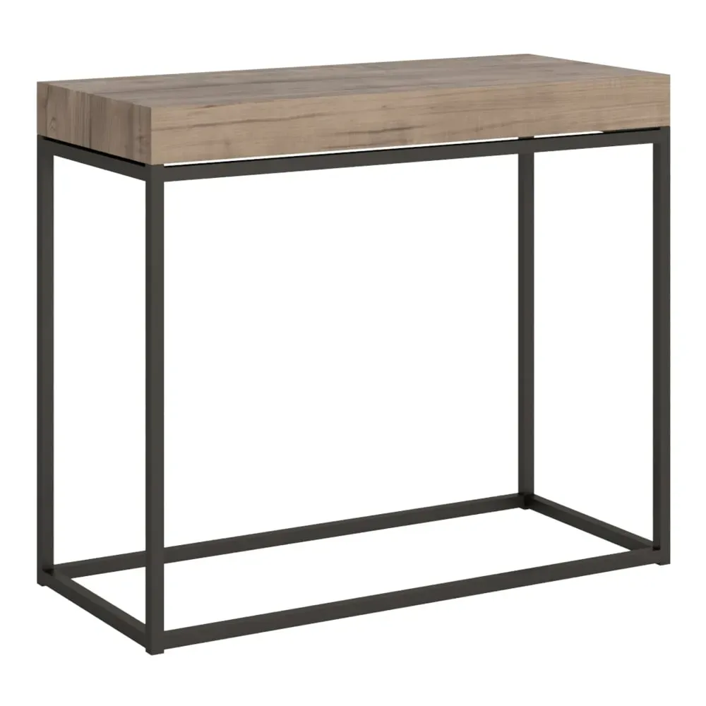 Console extensible effet bois chêne nature 90x40/196 cm