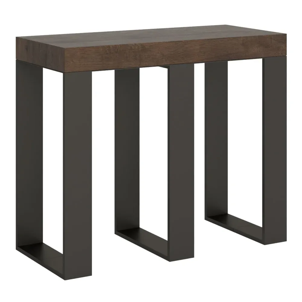 Console extensible effet bois noyer 90x40/196 cm