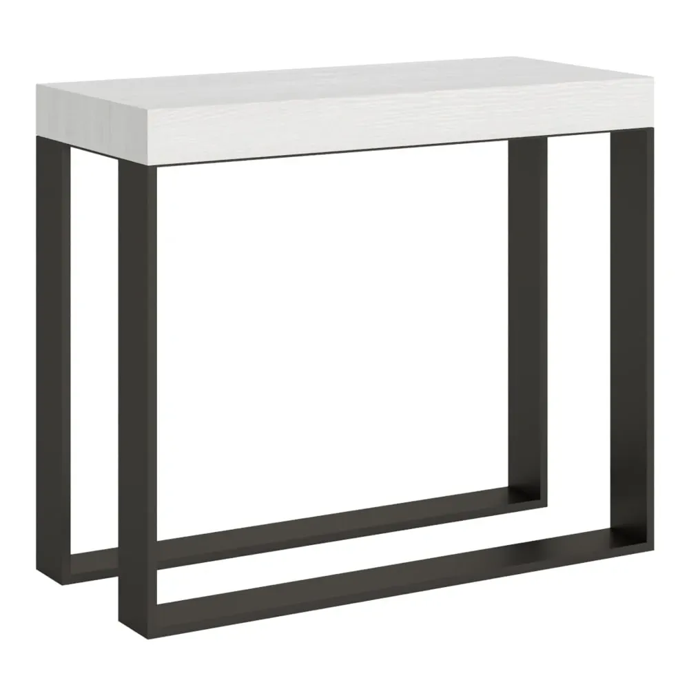 Console extensible effet bois frêne blanc 90x40/300 cm