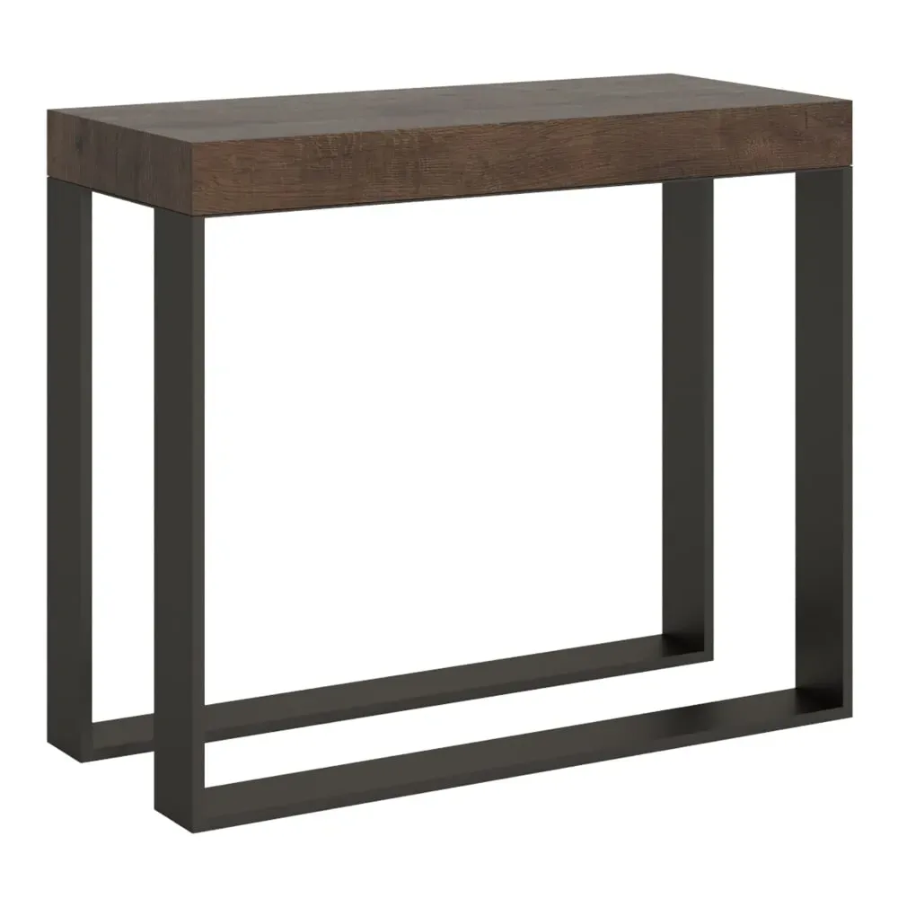 Console extensible effet bois noyer 90x40/300 cm