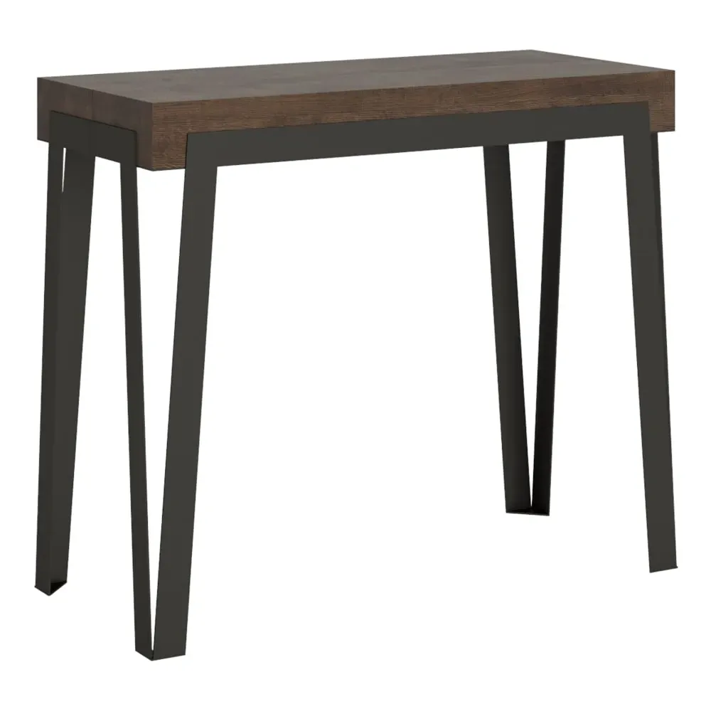 Console extensible effet bois noyer 90x40/196 cm