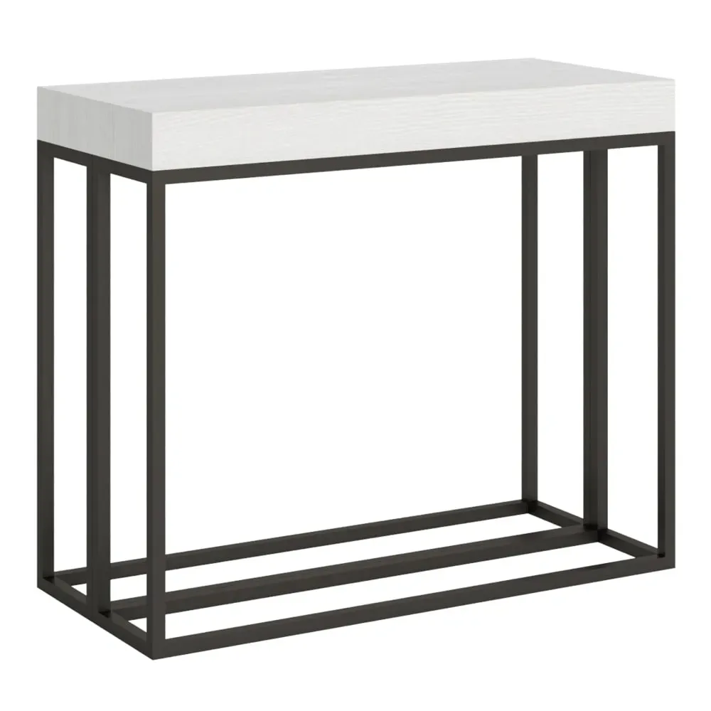Console extensible effet bois frêne blanc 90x40/300 cm