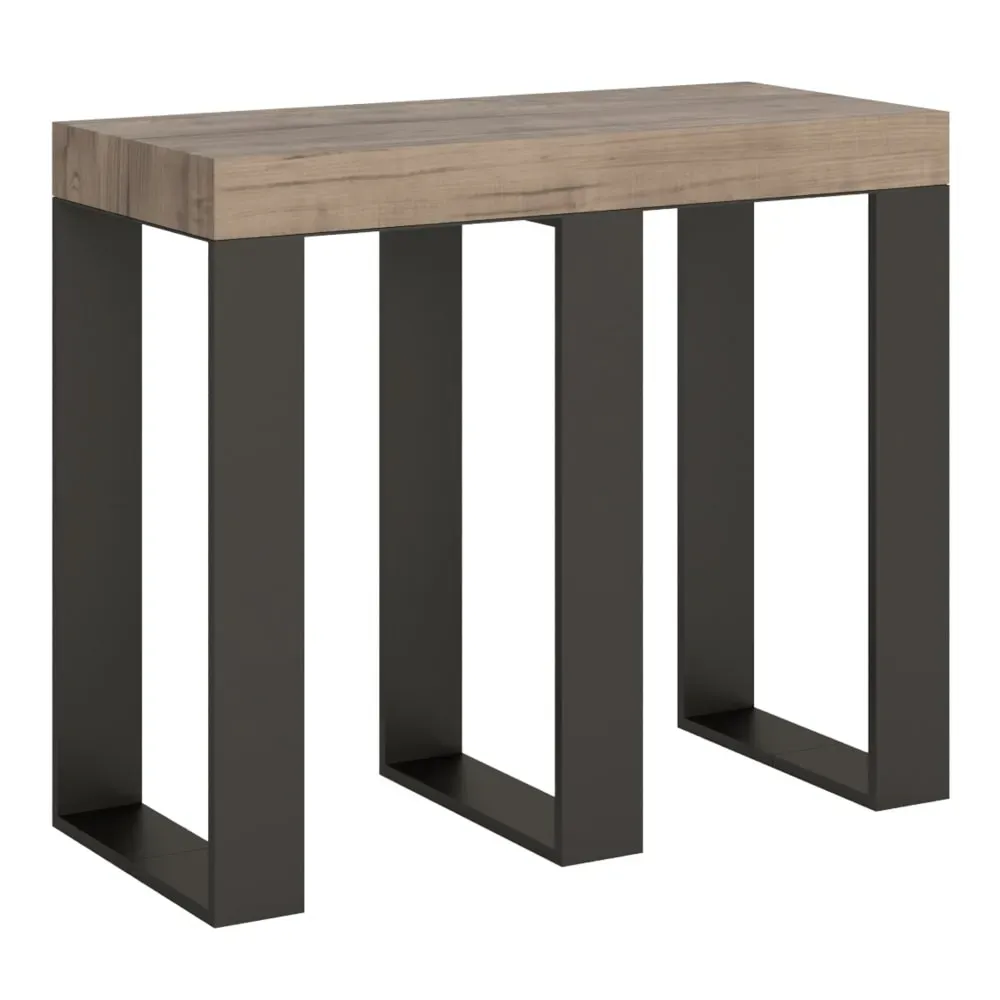 Console extensible effet bois chêne nature 90x40/300 cm